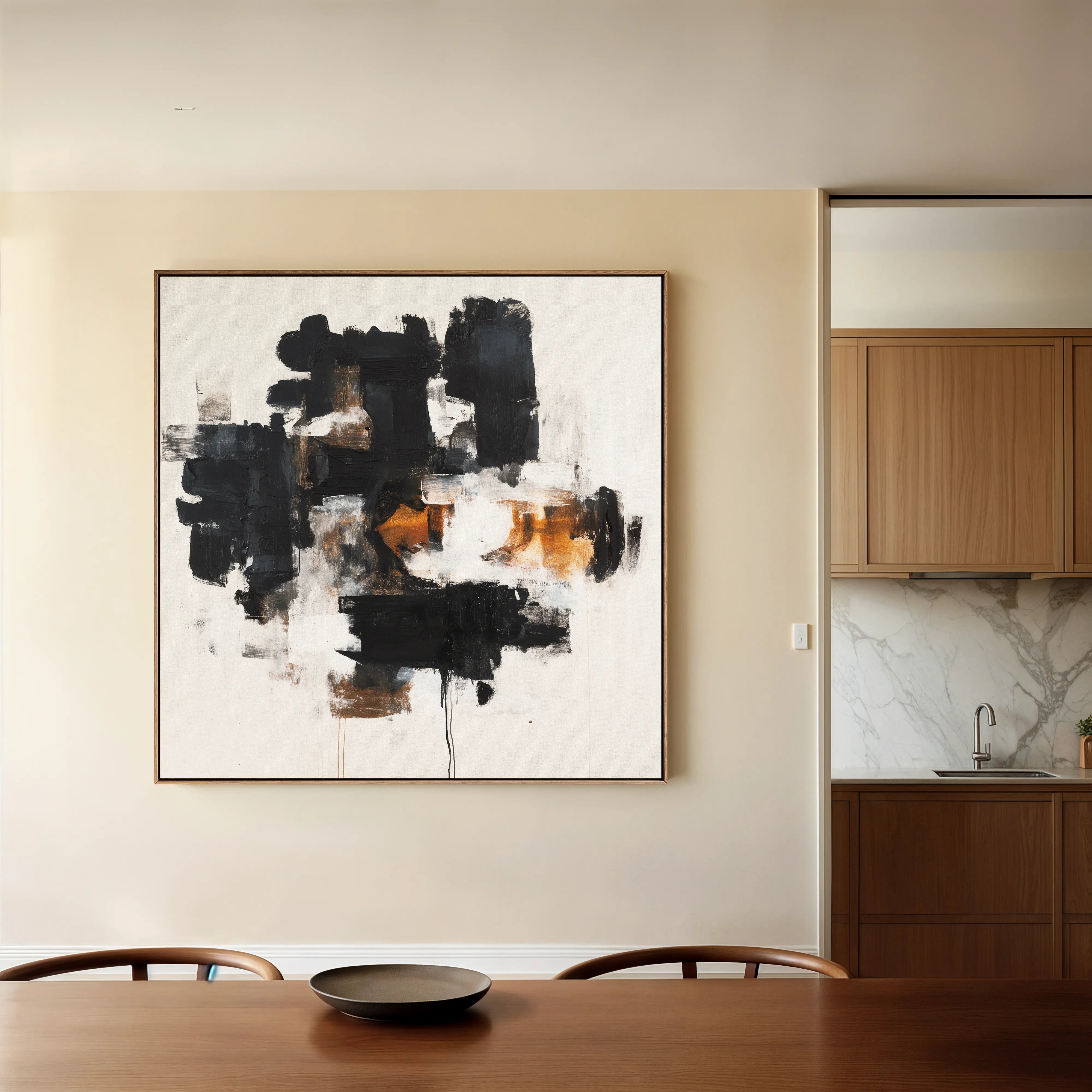 Abstract 1055 Canvas Art 16" x 16" / 40 x 40 cm / Black