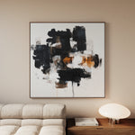 Abstract 1055 Canvas Art 16" x 16" / 40 x 40 cm / Black