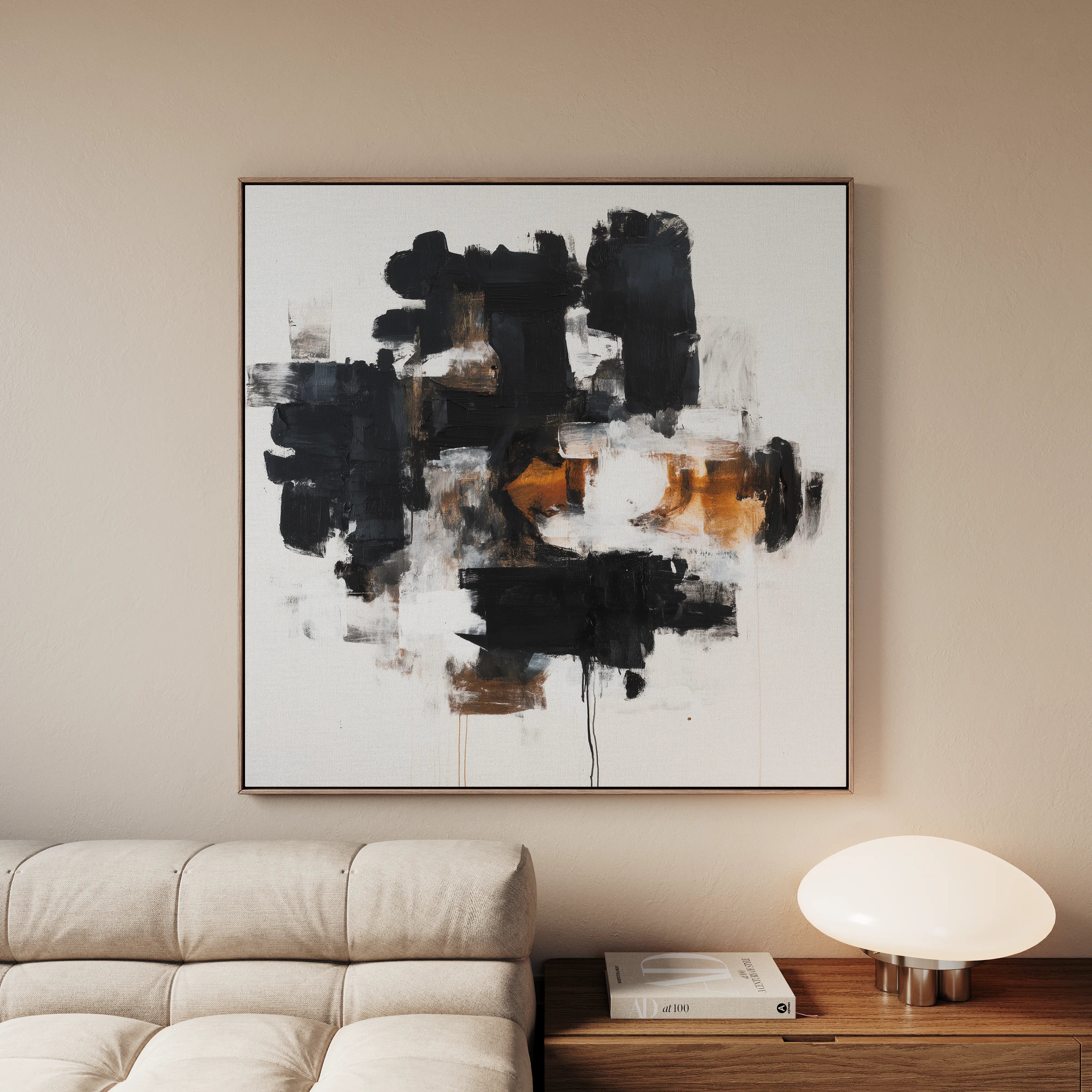 Abstract 1055 Canvas Art 16" x 16" / 40 x 40 cm / Black