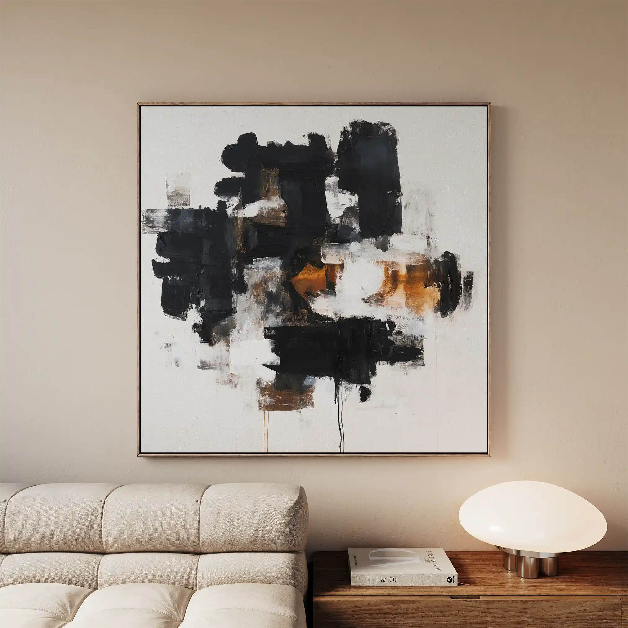 Abstract 1055 Canvas Art 60 x 60 cm / Black