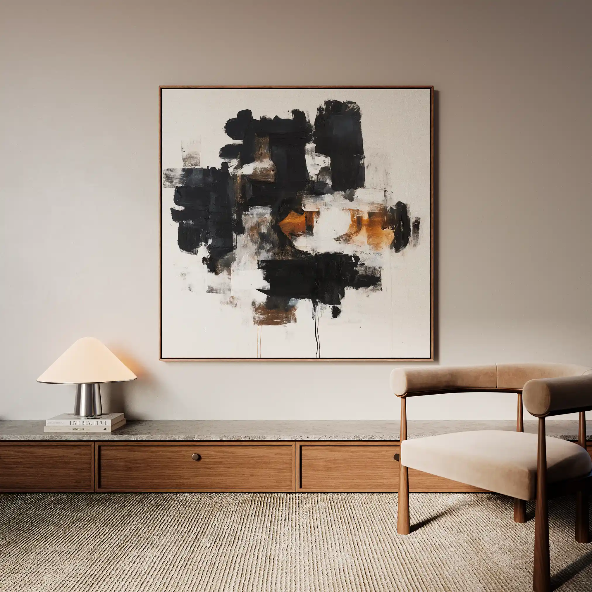 Abstract 1055 Canvas Art 60 x 60 cm / Black