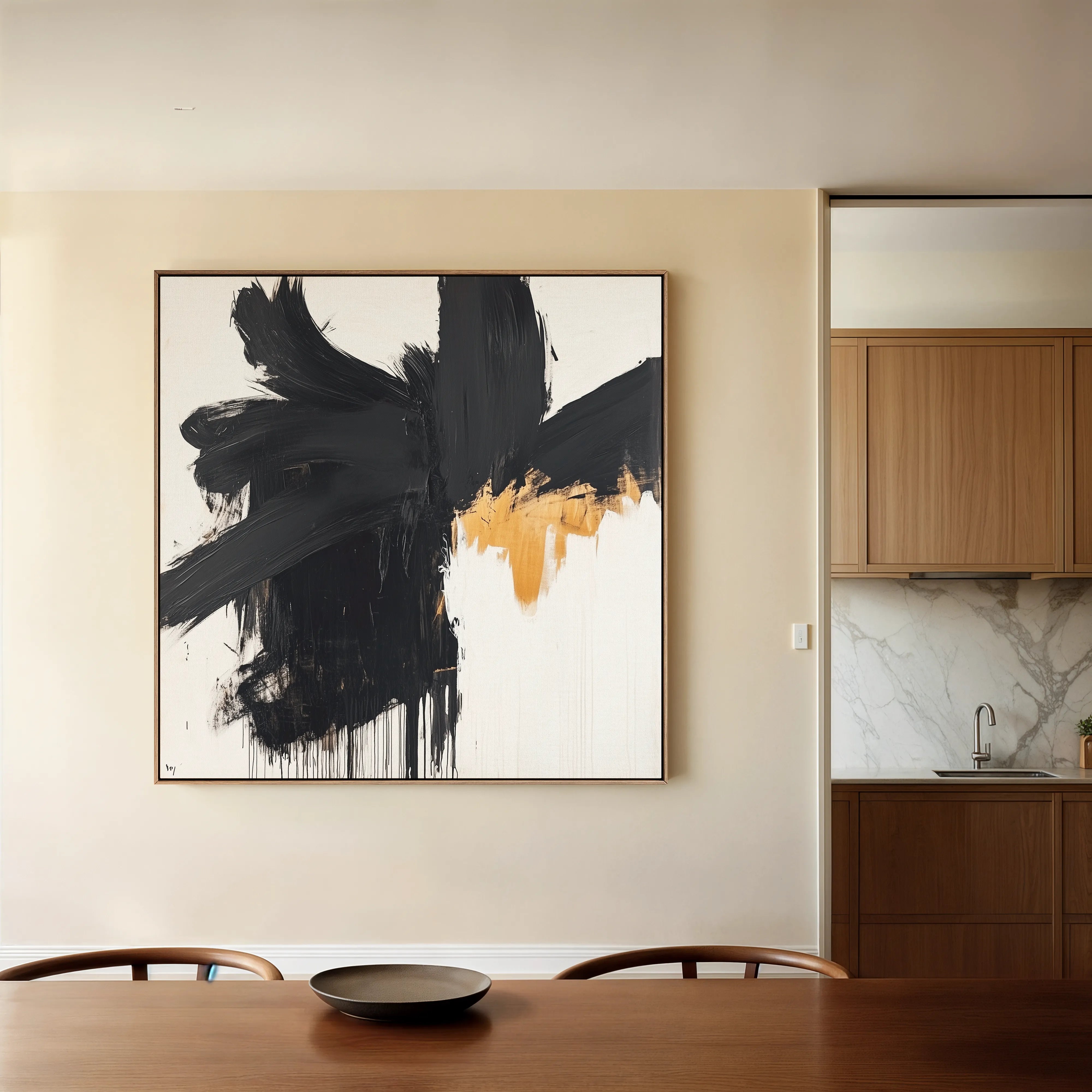 Abstract 1056 Canvas Art 16" x 16" / 40 x 40 cm / Black