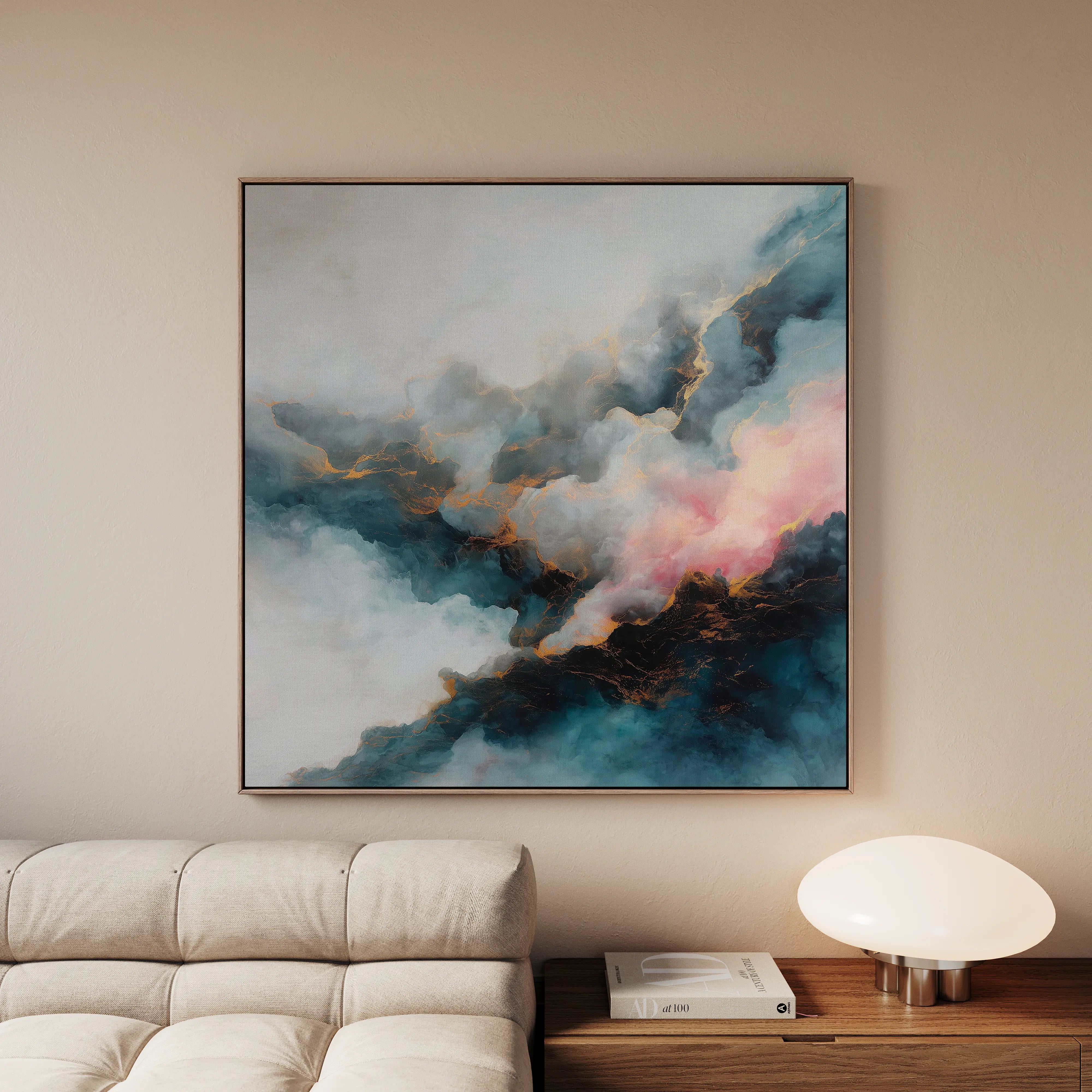 Abstract 1057 Canvas Art 16" x 16" / 40 x 40 cm / Black
