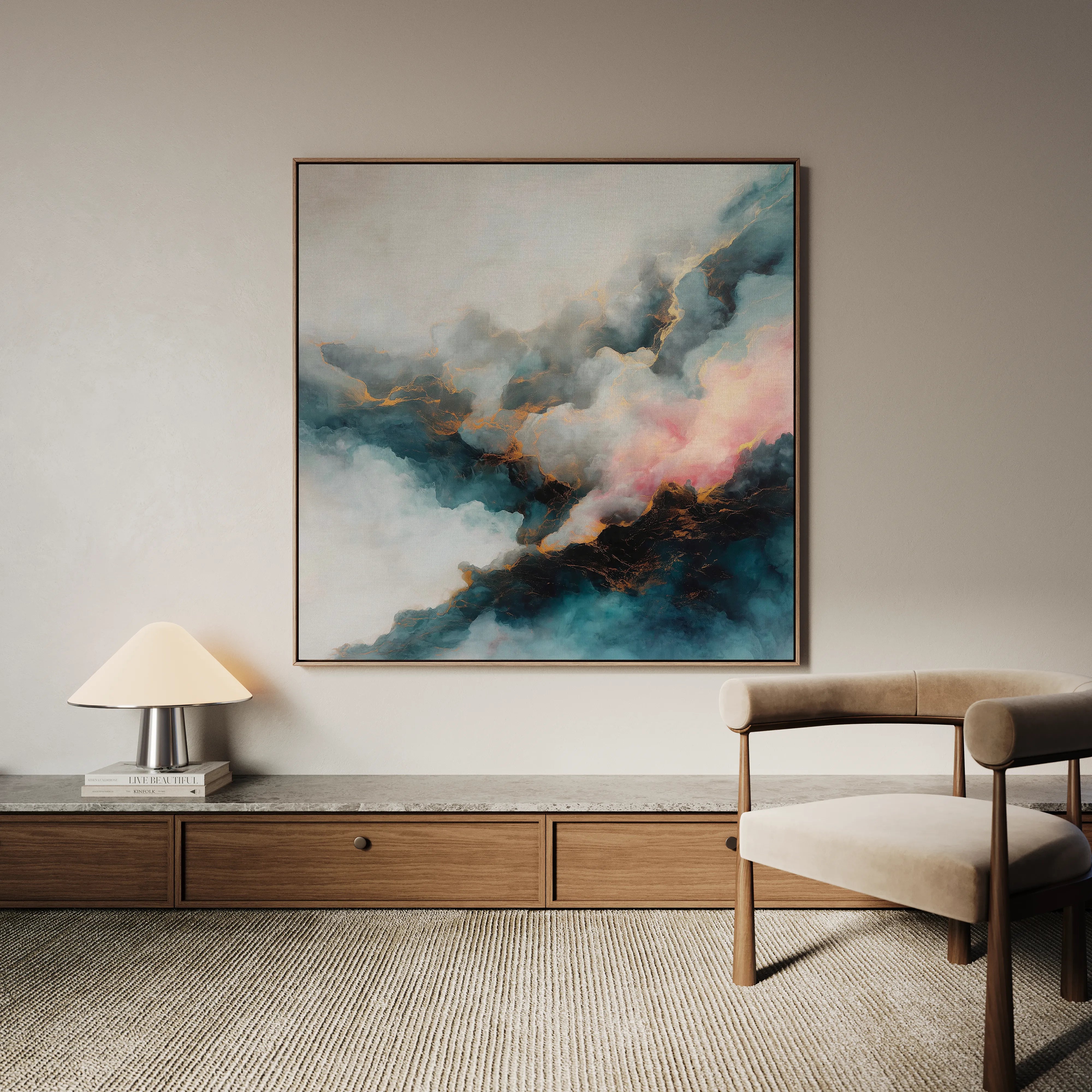Abstract 1057 Canvas Art 16" x 16" / 40 x 40 cm / Black