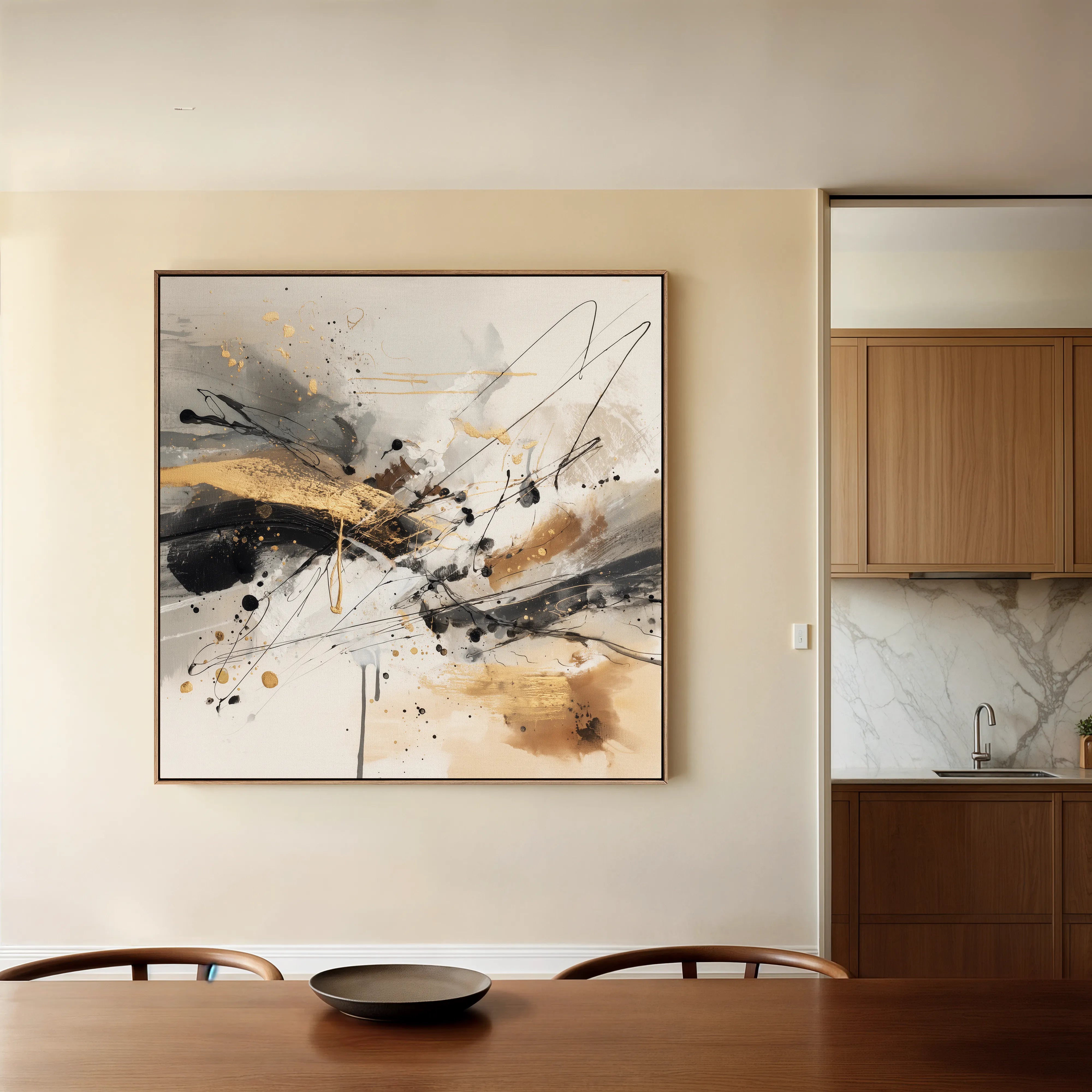 Abstract 1058 Canvas Art 16" x 16" / 40 x 40 cm / Black