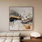 Abstract 1058 Canvas Art 16" x 16" / 40 x 40 cm / Black