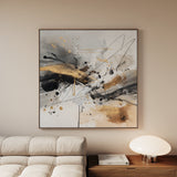 Abstract 1058 Canvas Art 16" x 16" / 40 x 40 cm / Black