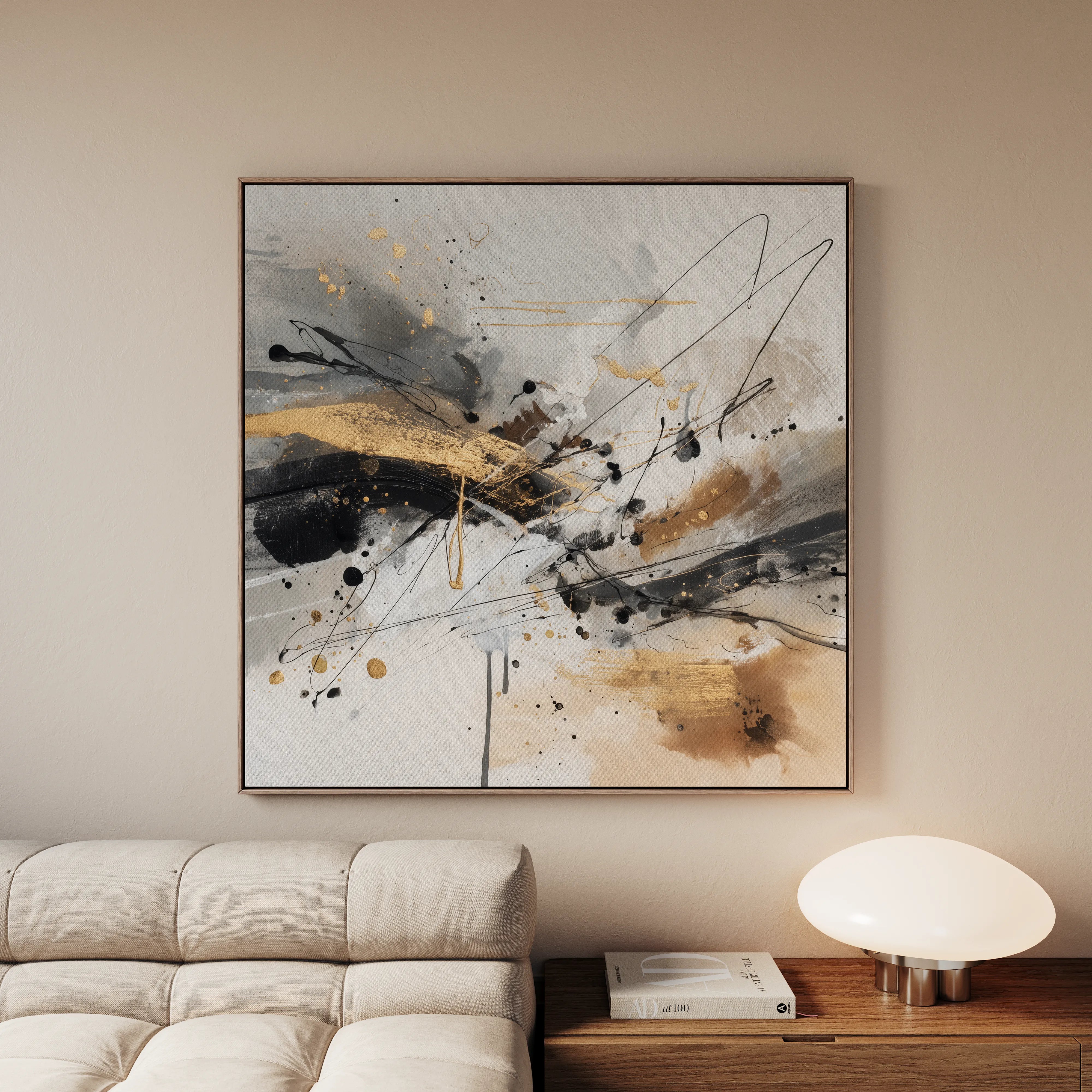 Abstract 1058 Canvas Art 16" x 16" / 40 x 40 cm / Black
