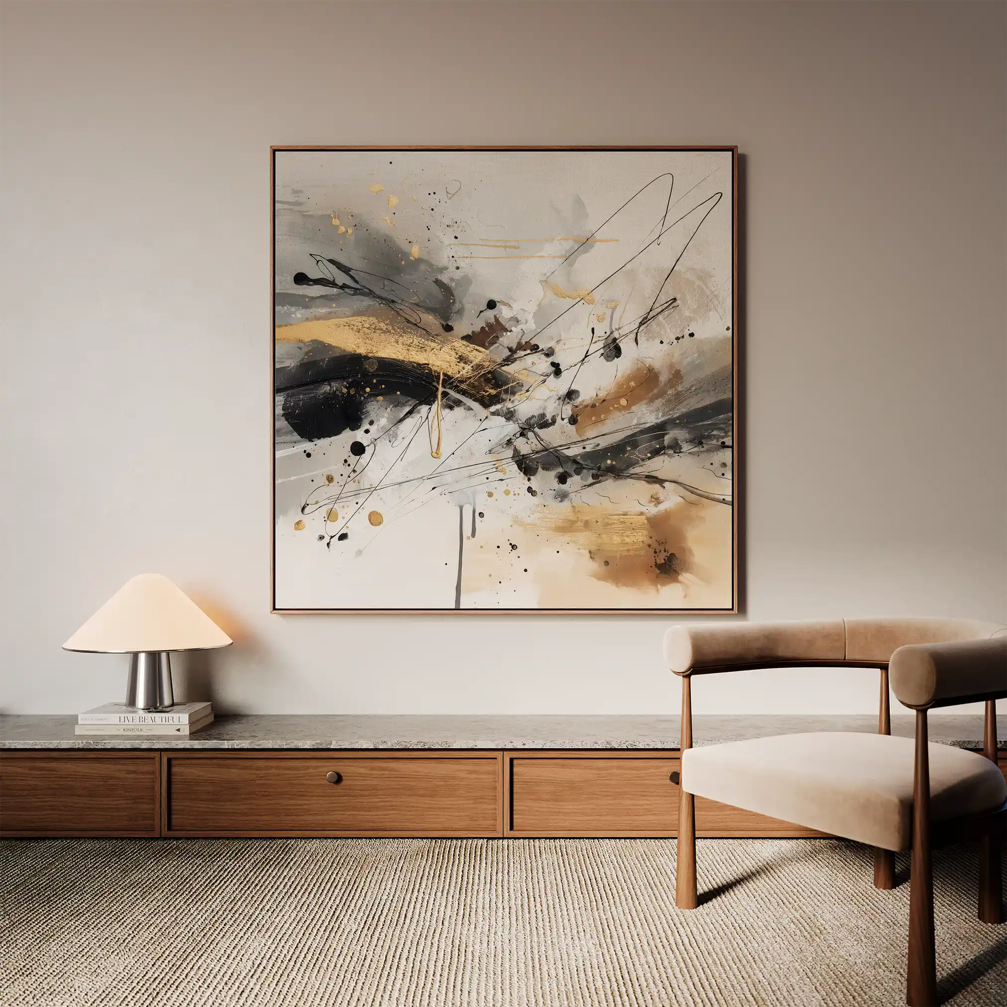 Abstract 1058 Canvas Art 60 x 60 cm / Black