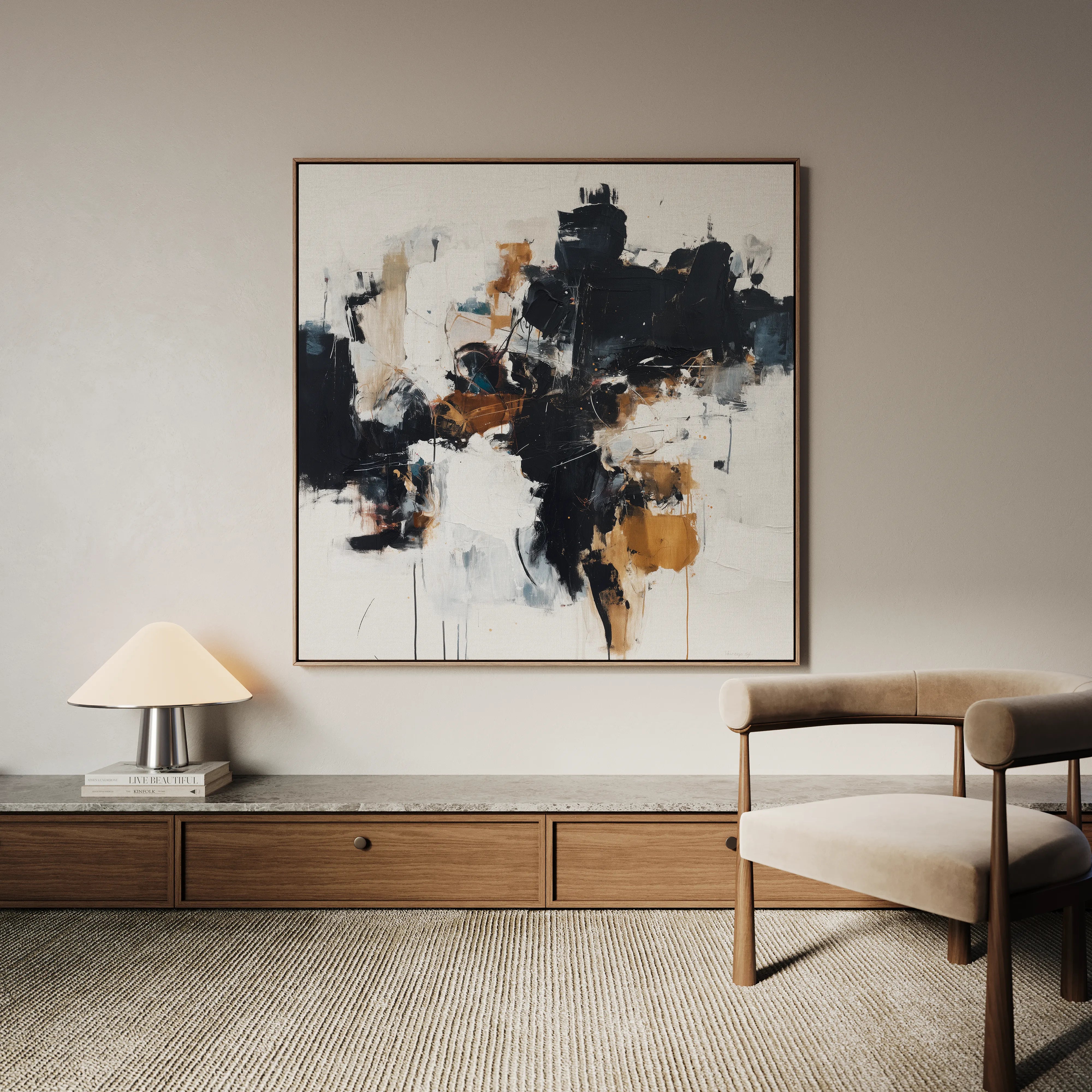 Abstract 1059 Canvas Art 16" x 16" / 40 x 40 cm / Black