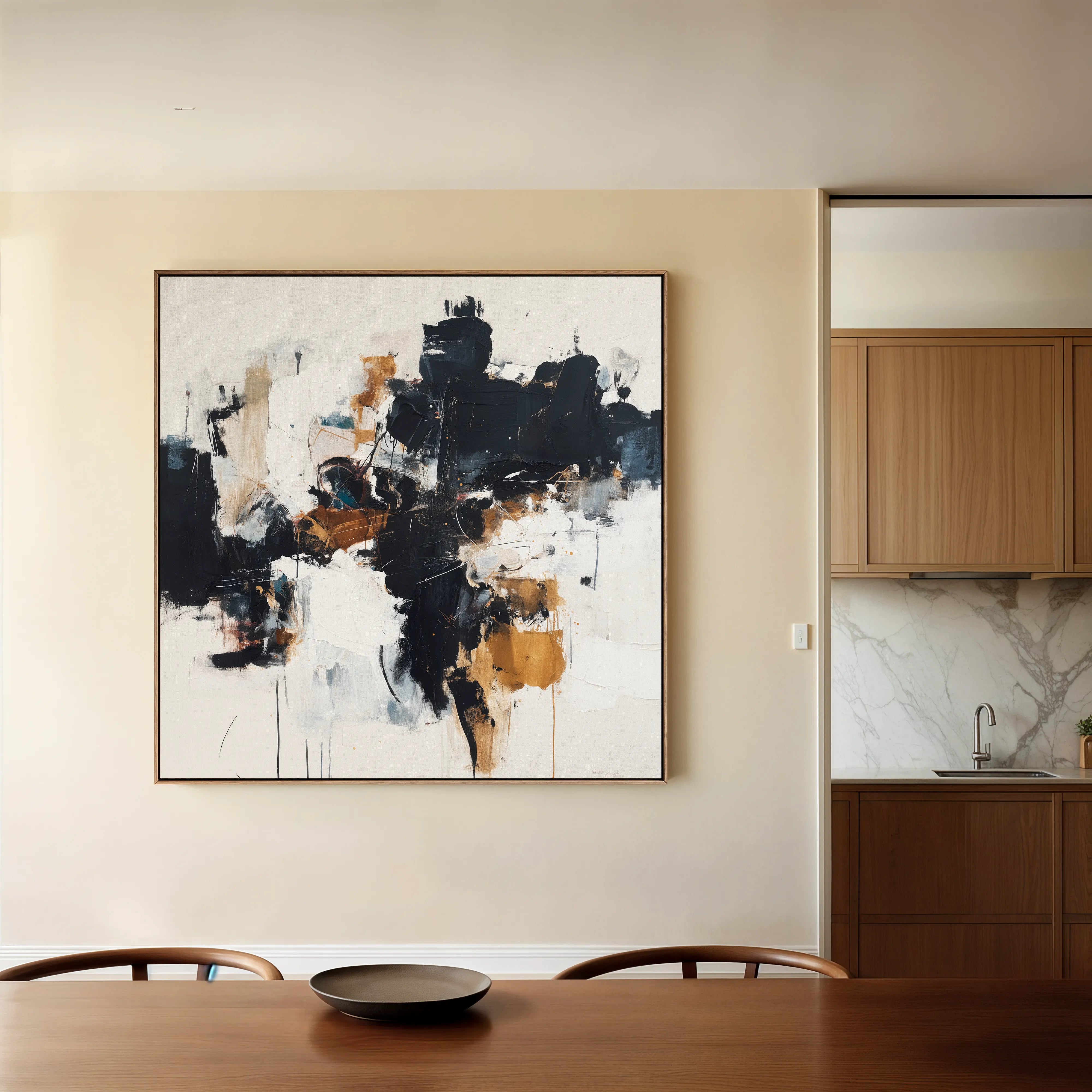 Abstract 1059 Canvas Art 16" x 16" / 40 x 40 cm / Black