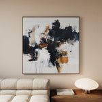 Abstract 1059 Canvas Art 16" x 16" / 40 x 40 cm / Black
