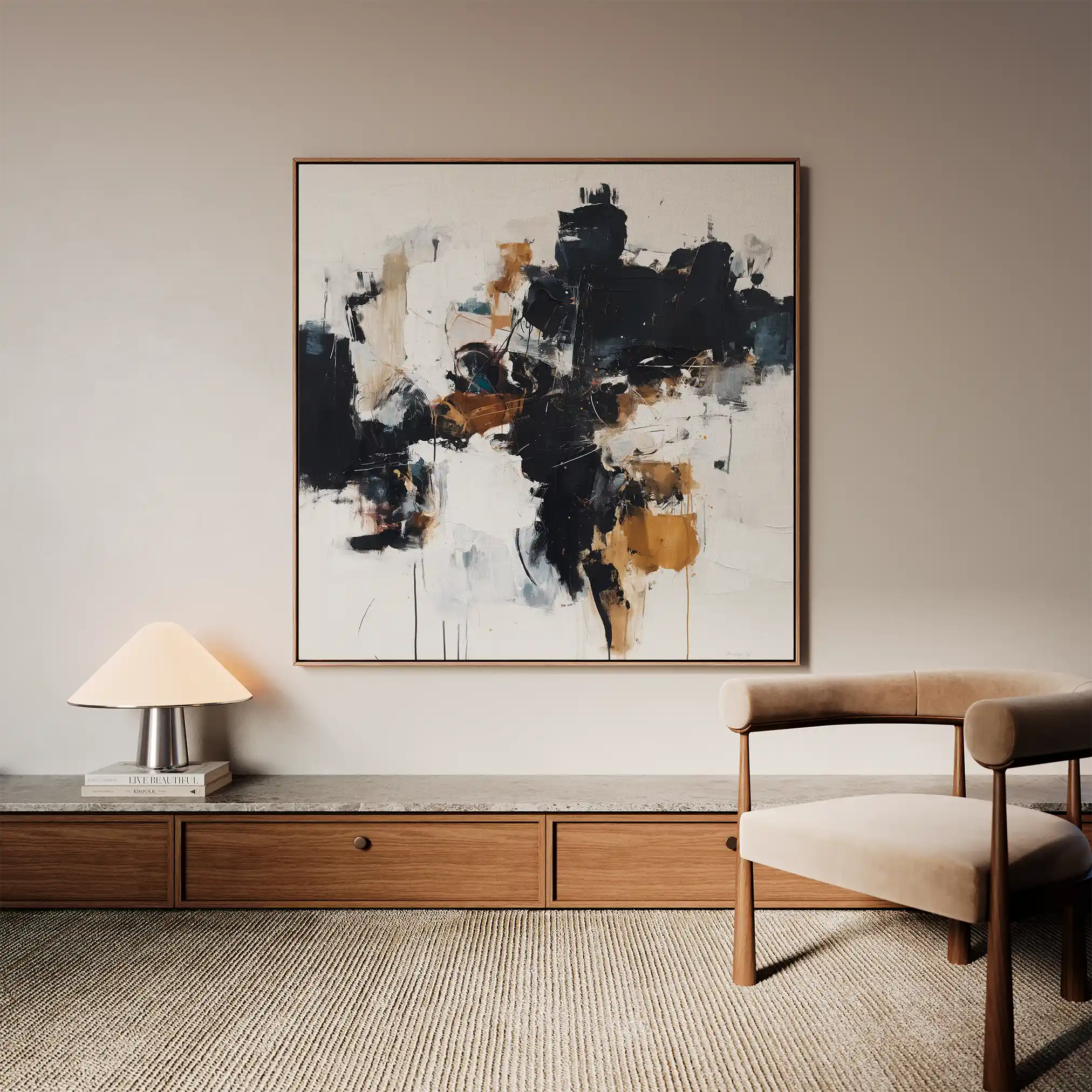 Abstract 1059 Canvas Art 60 x 60 cm / Black