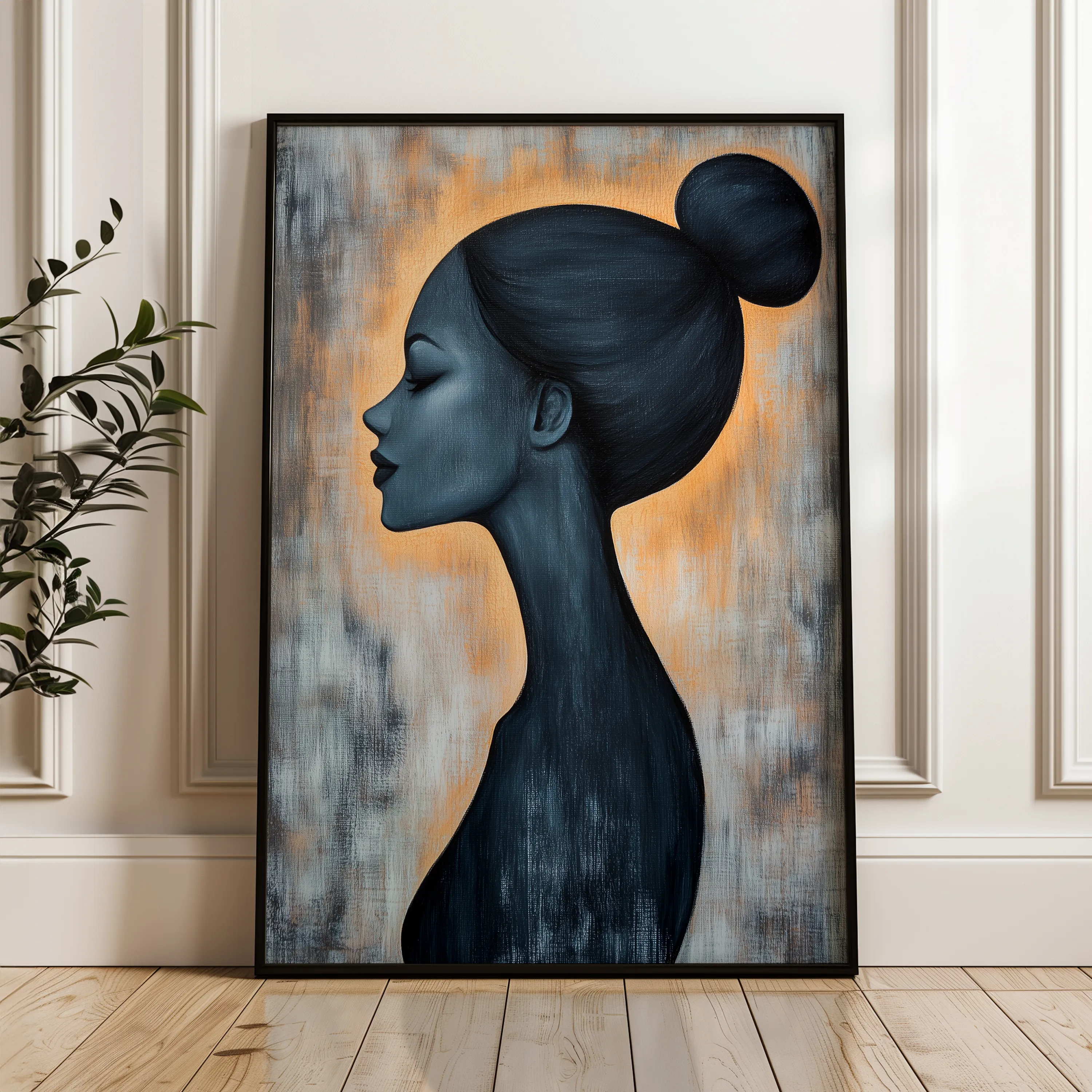 Portrait 106 Canvas Art 18" x 24" / 45 x 60 cm / Black