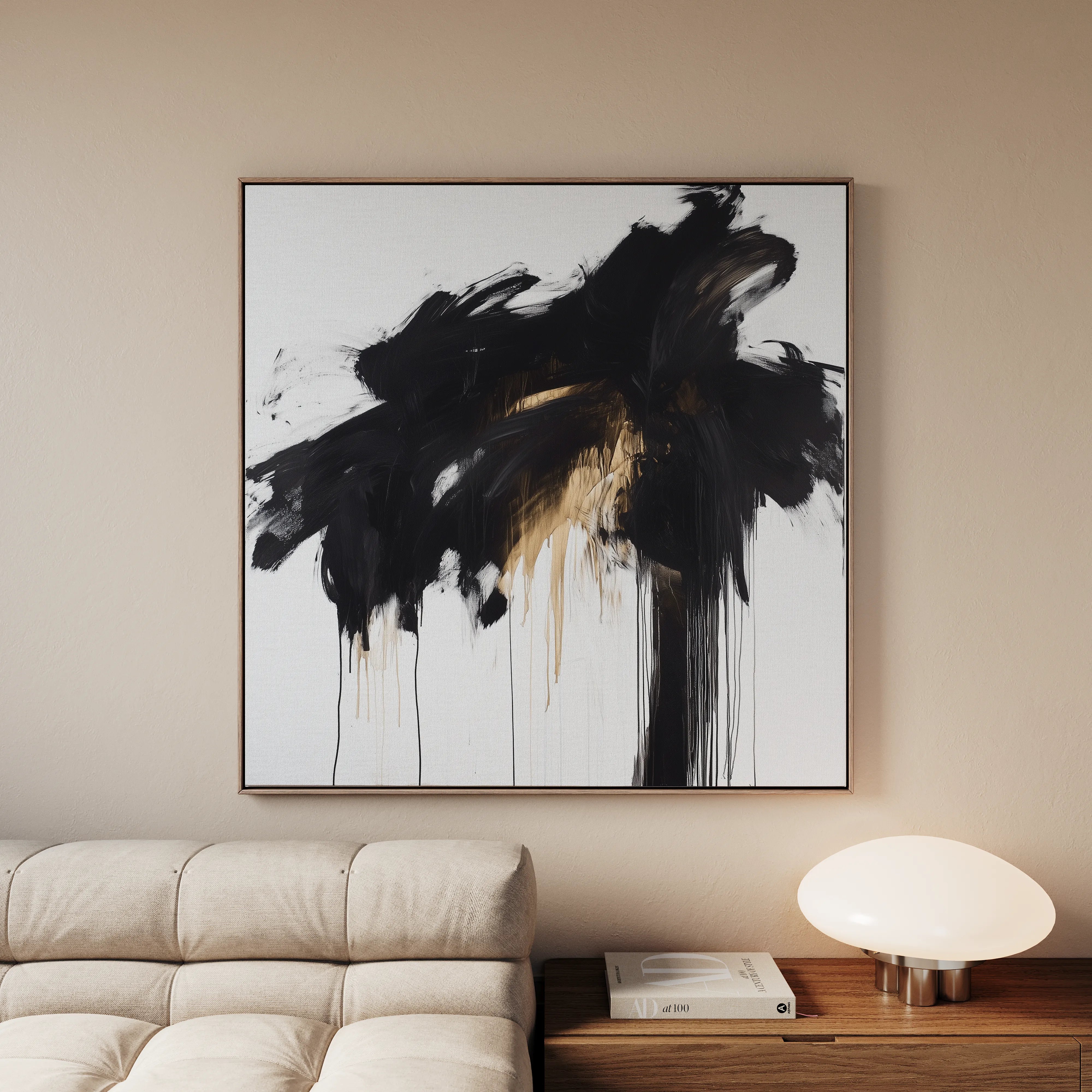 Abstract 1060 Canvas Art 16" x 16" / 40 x 40 cm / Black
