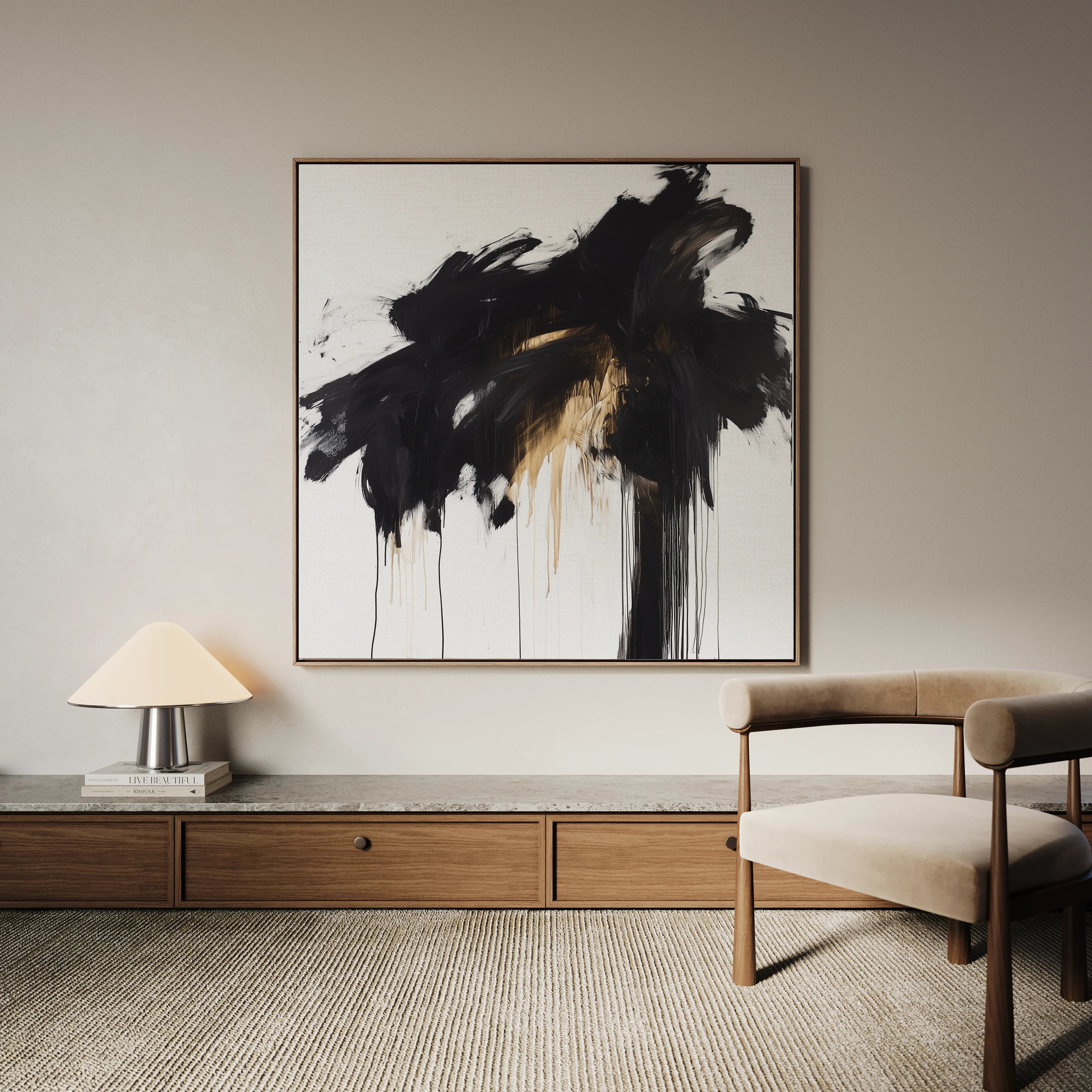 Abstract 1060 Canvas Art 16" x 16" / 40 x 40 cm / Black