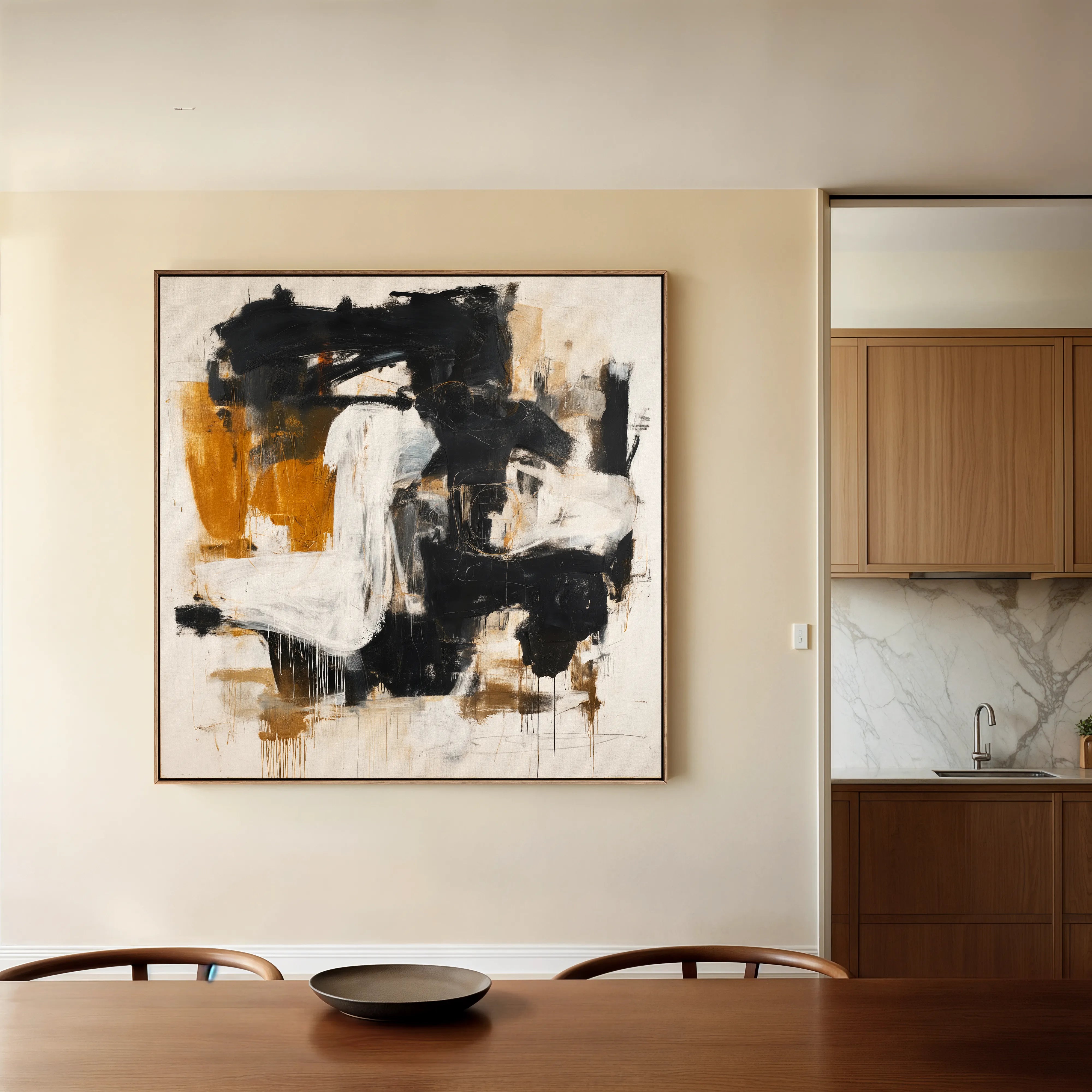 Abstract 1061 Canvas Art 16" x 16" / 40 x 40 cm / Black
