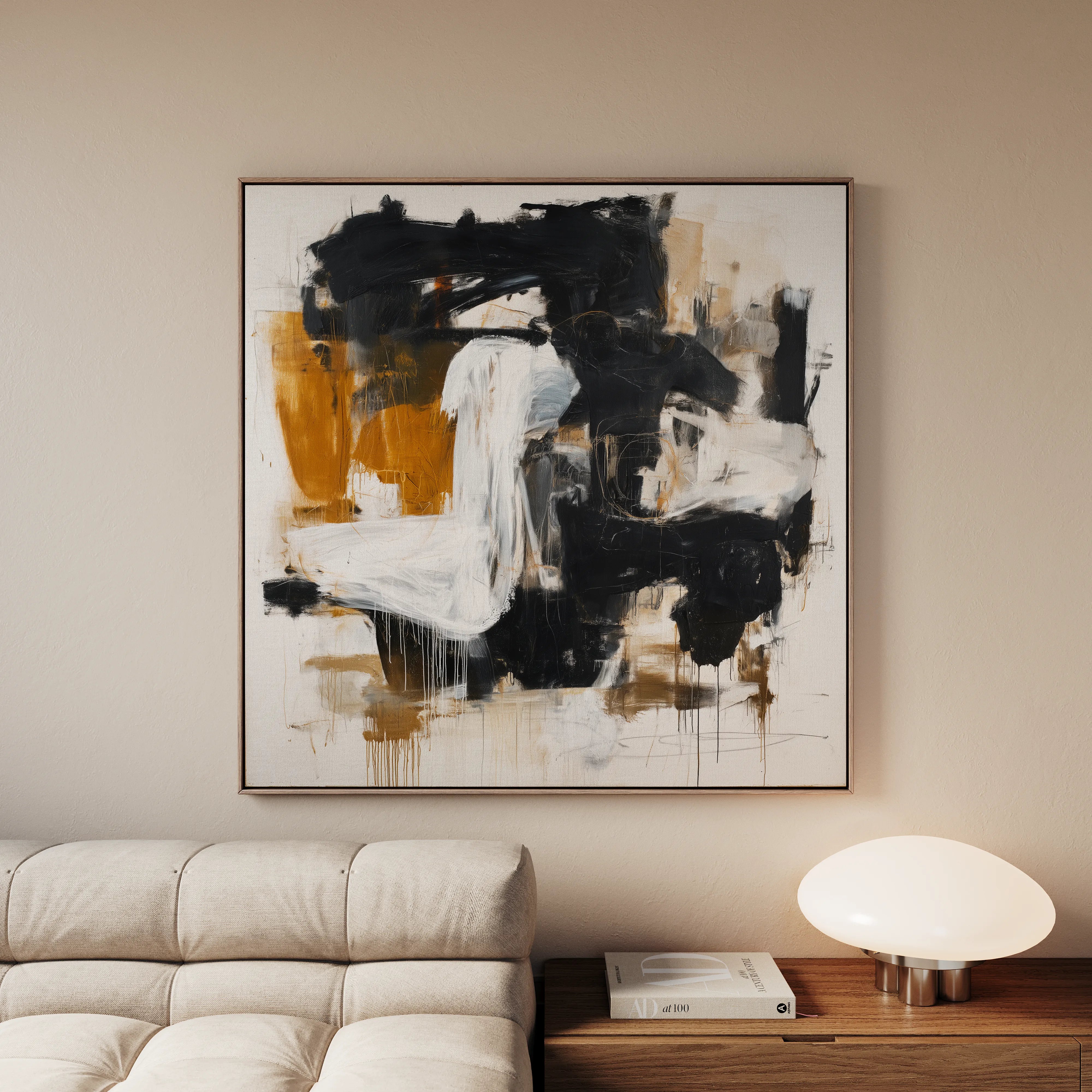 Abstract 1061 Canvas Art 16" x 16" / 40 x 40 cm / Black