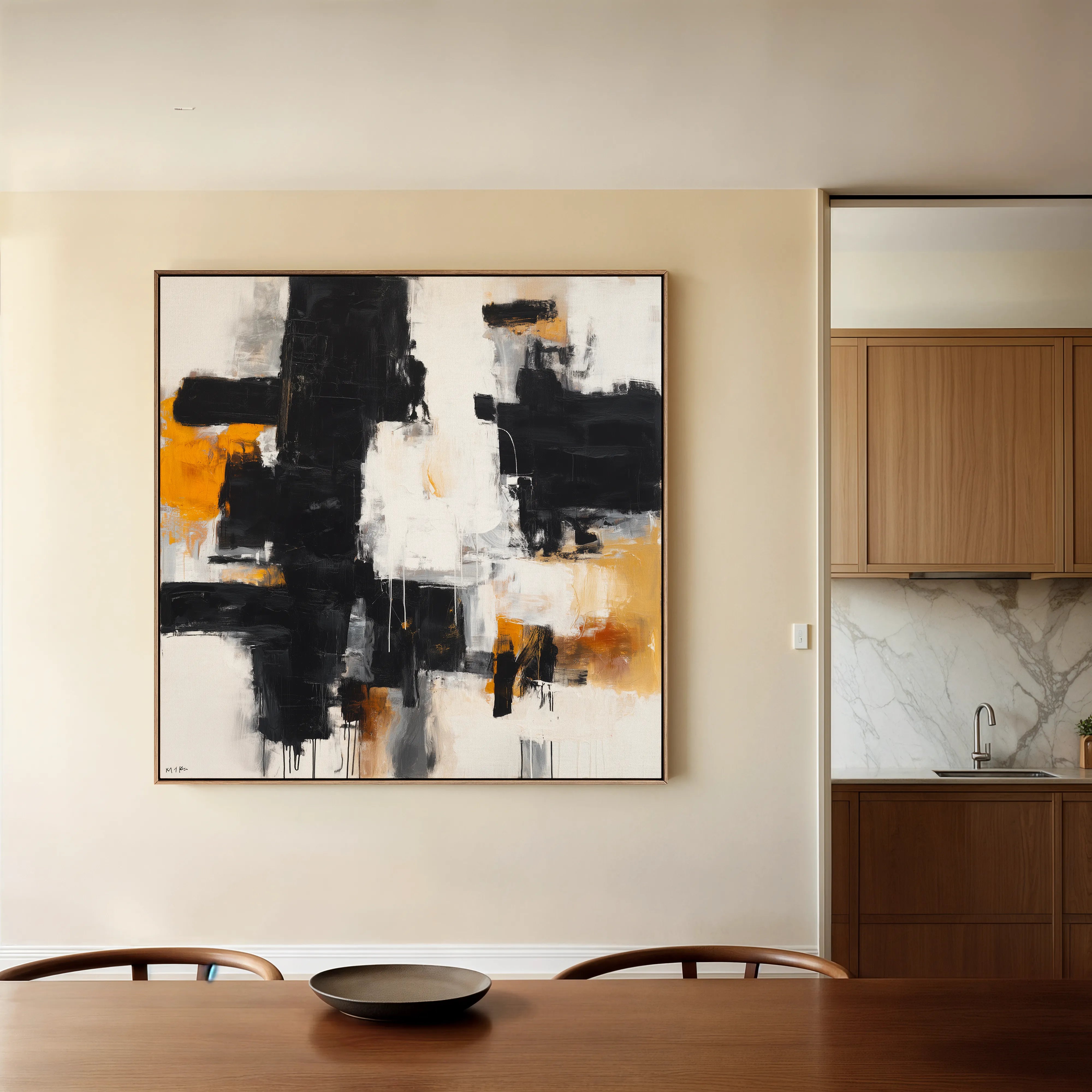 Abstract 1067 Canvas Art 16" x 16" / 40 x 40 cm / Black