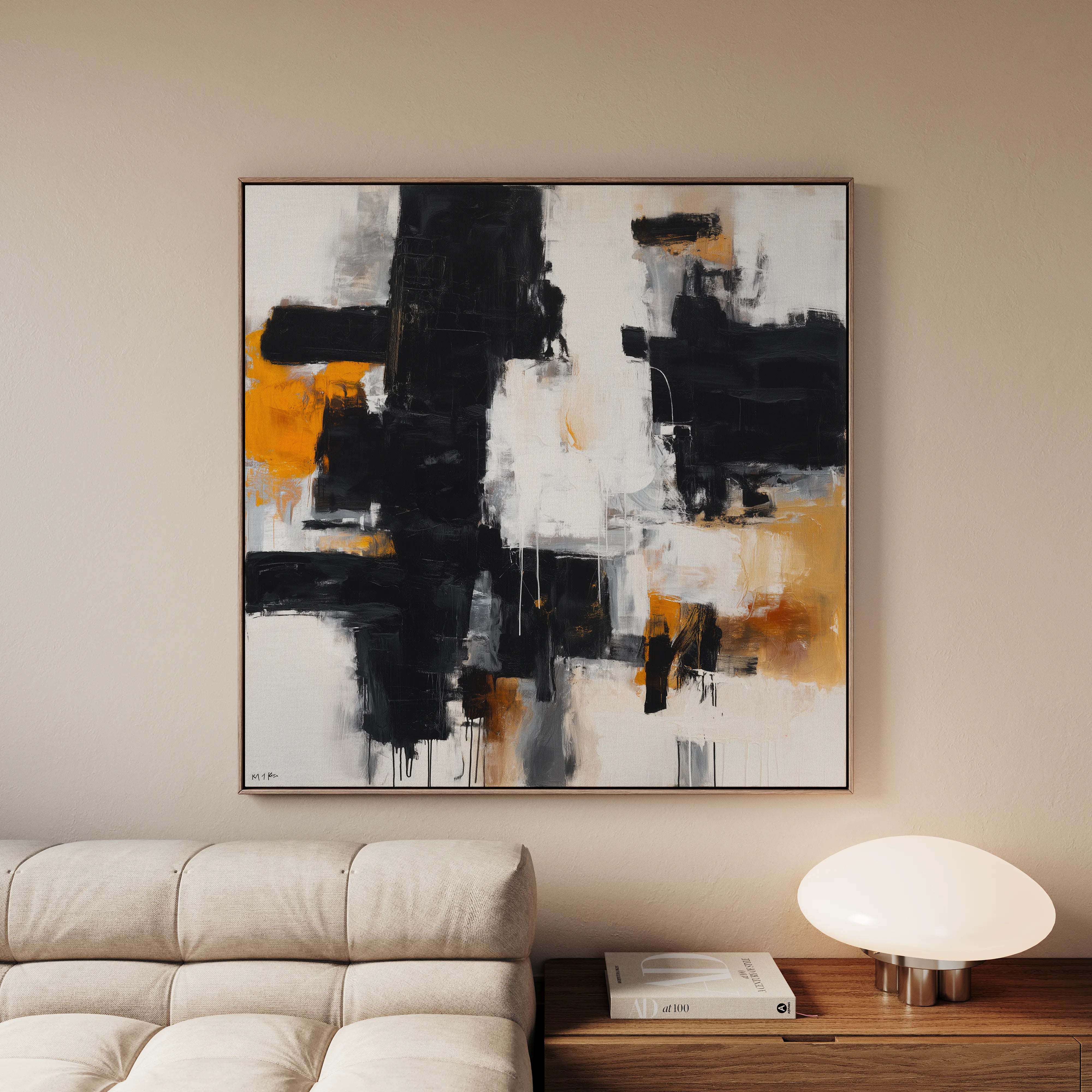 Abstract 1067 Canvas Art 16" x 16" / 40 x 40 cm / Black