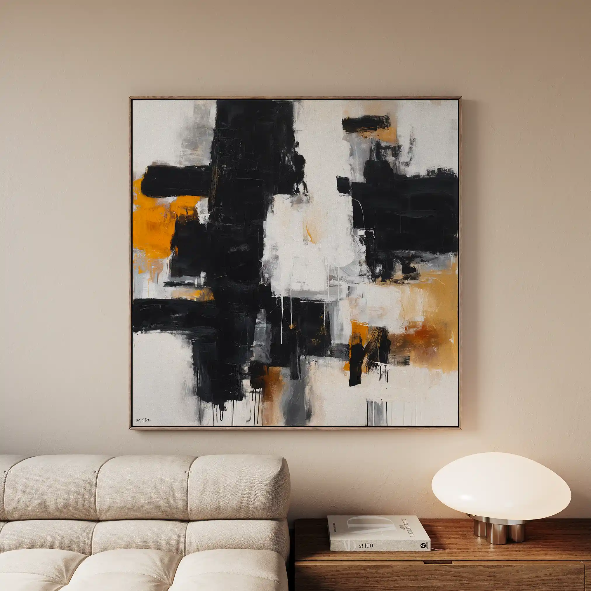 Abstract 1067 Canvas Art 60 x 60 cm / Black