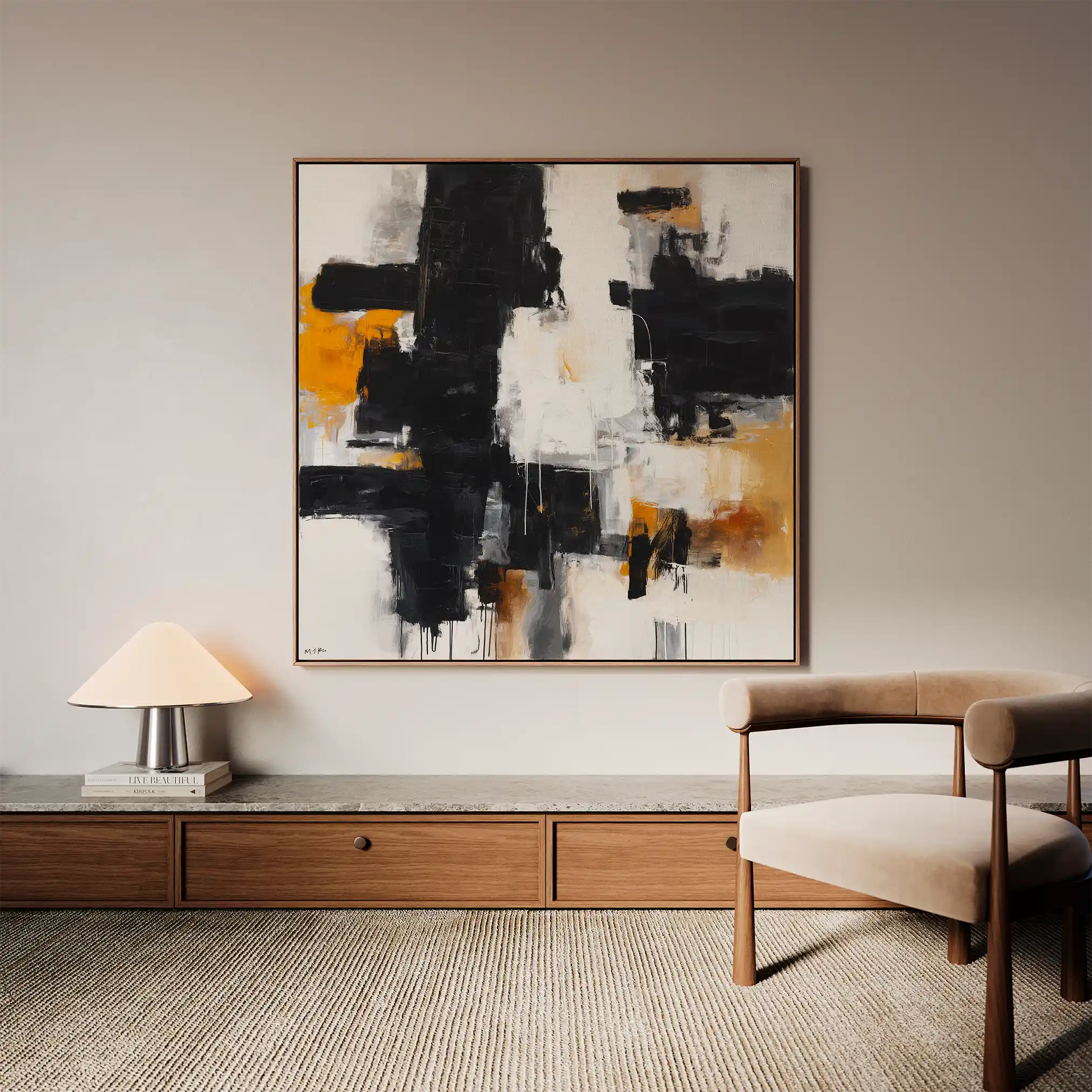 Abstract 1067 Canvas Art 60 x 60 cm / Black