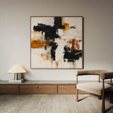 Abstract 1068 Canvas Art 16" x 16" / 40 x 40 cm / Black