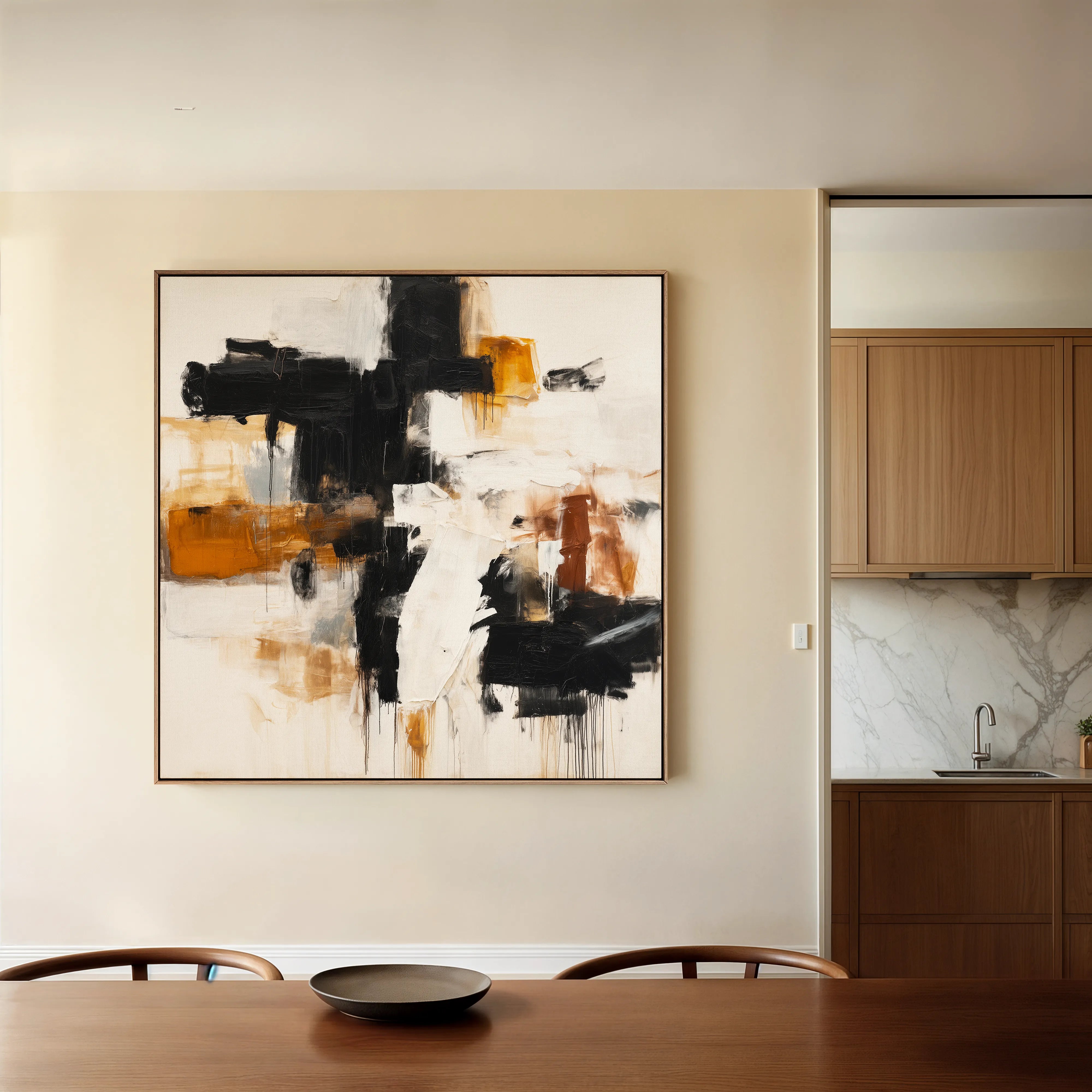 Abstract 1068 Canvas Art 16" x 16" / 40 x 40 cm / Black