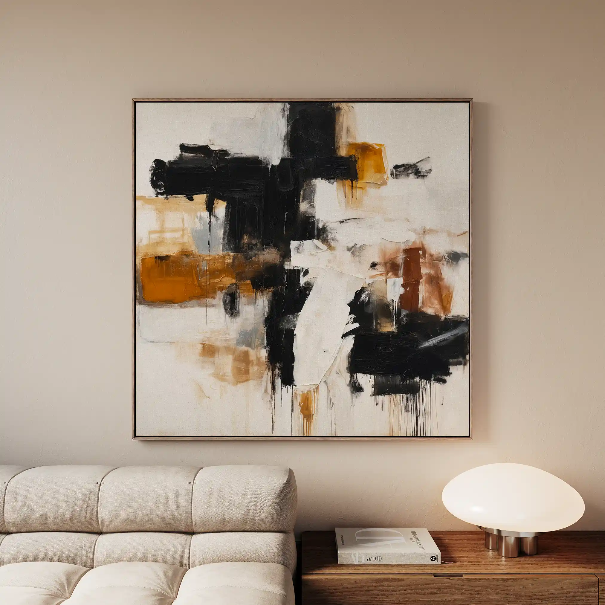 Abstract 1068 Canvas Art 60 x 60 cm / Black