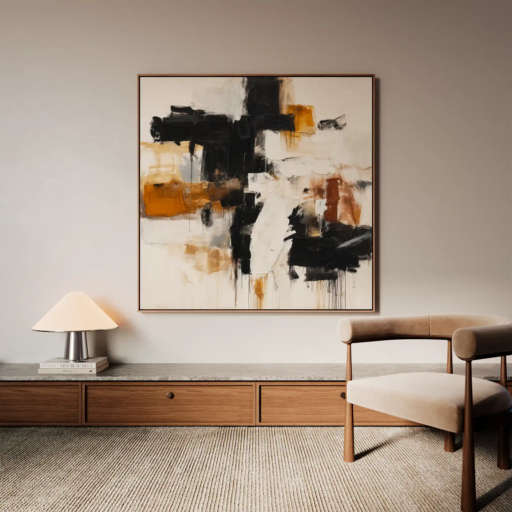 Abstract 1068 Canvas Art 60 x 60 cm / Black