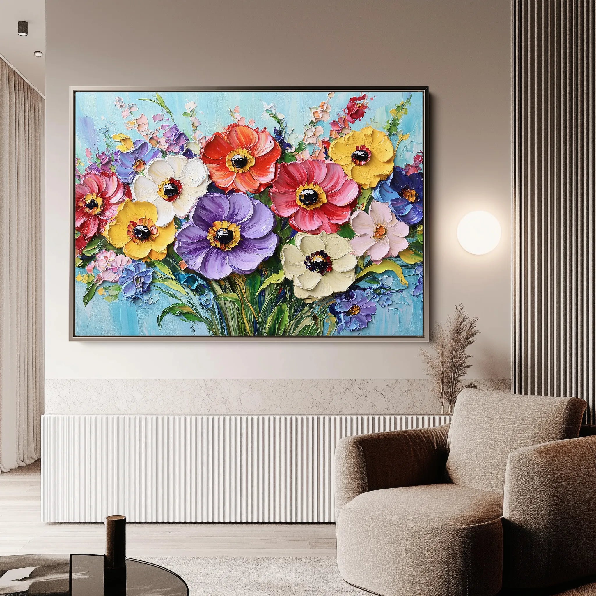 Floral 1068 Canvas Art 18" x 24" / 45 x 60 cm / Black