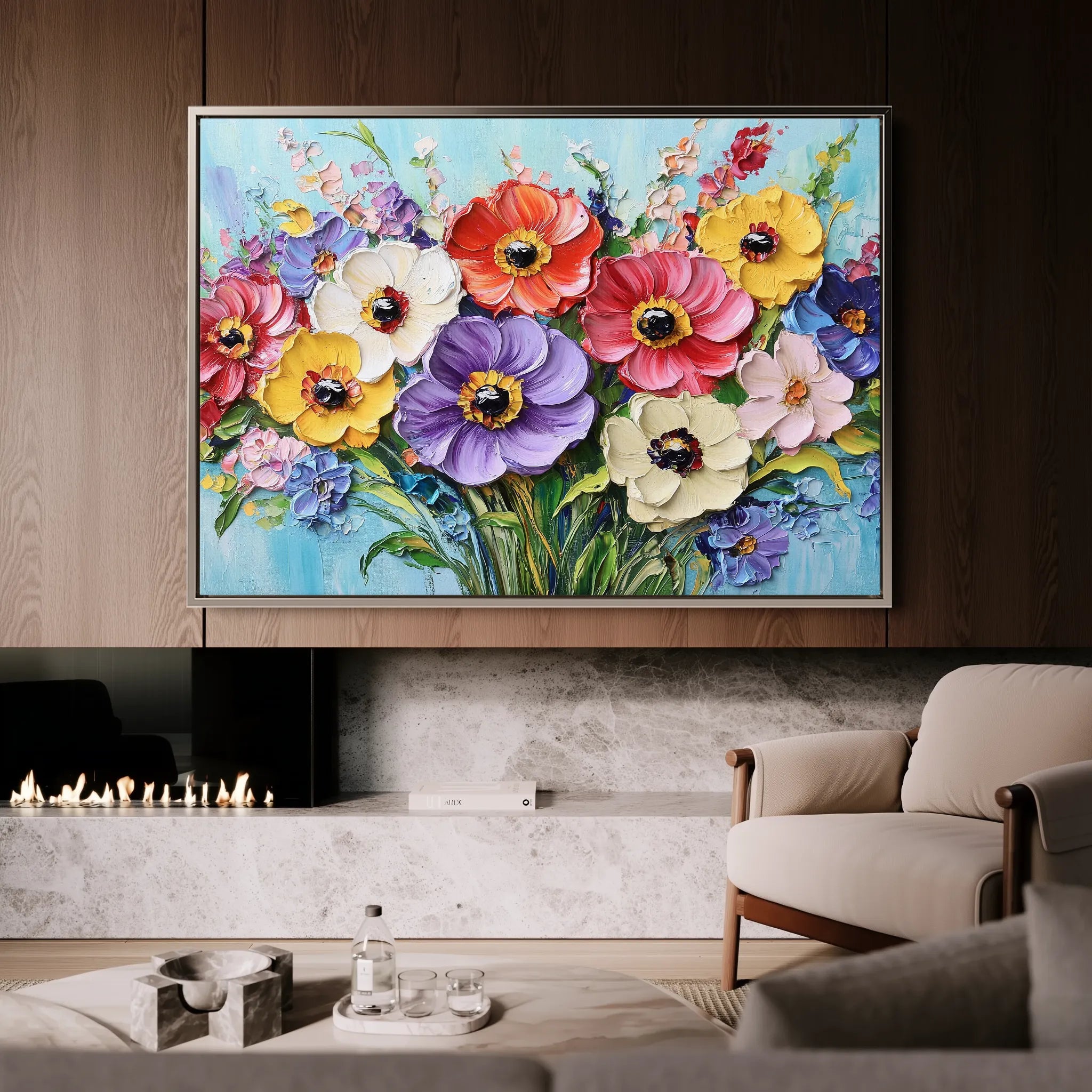 Floral 1068 Canvas Art 18" x 24" / 45 x 60 cm / Black