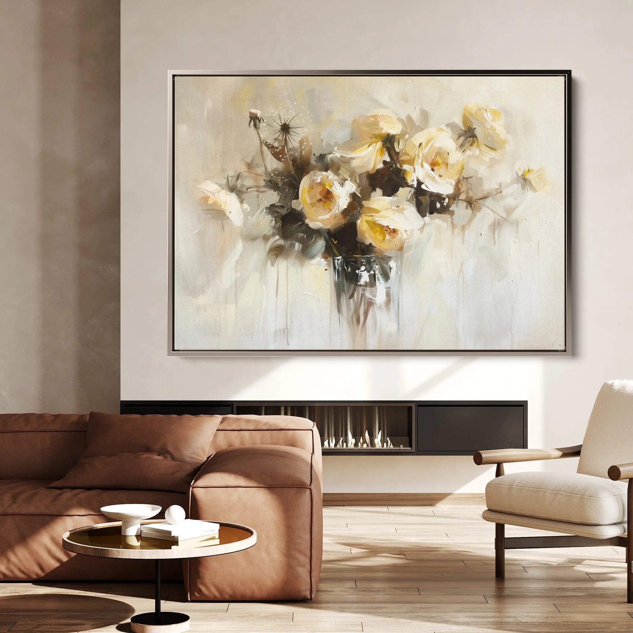 Floral 107 Canvas Art 18" x 24" / 45 x 60 cm / Black