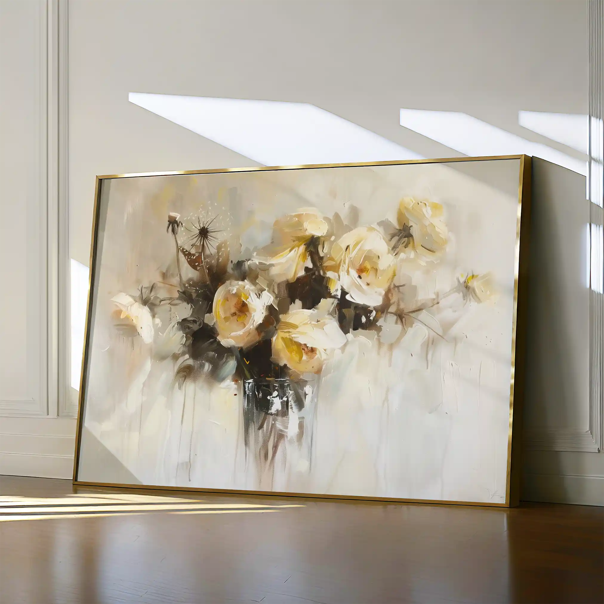 Floral 107 Canvas Art 18" x 24" / 45 x 60 cm / Black