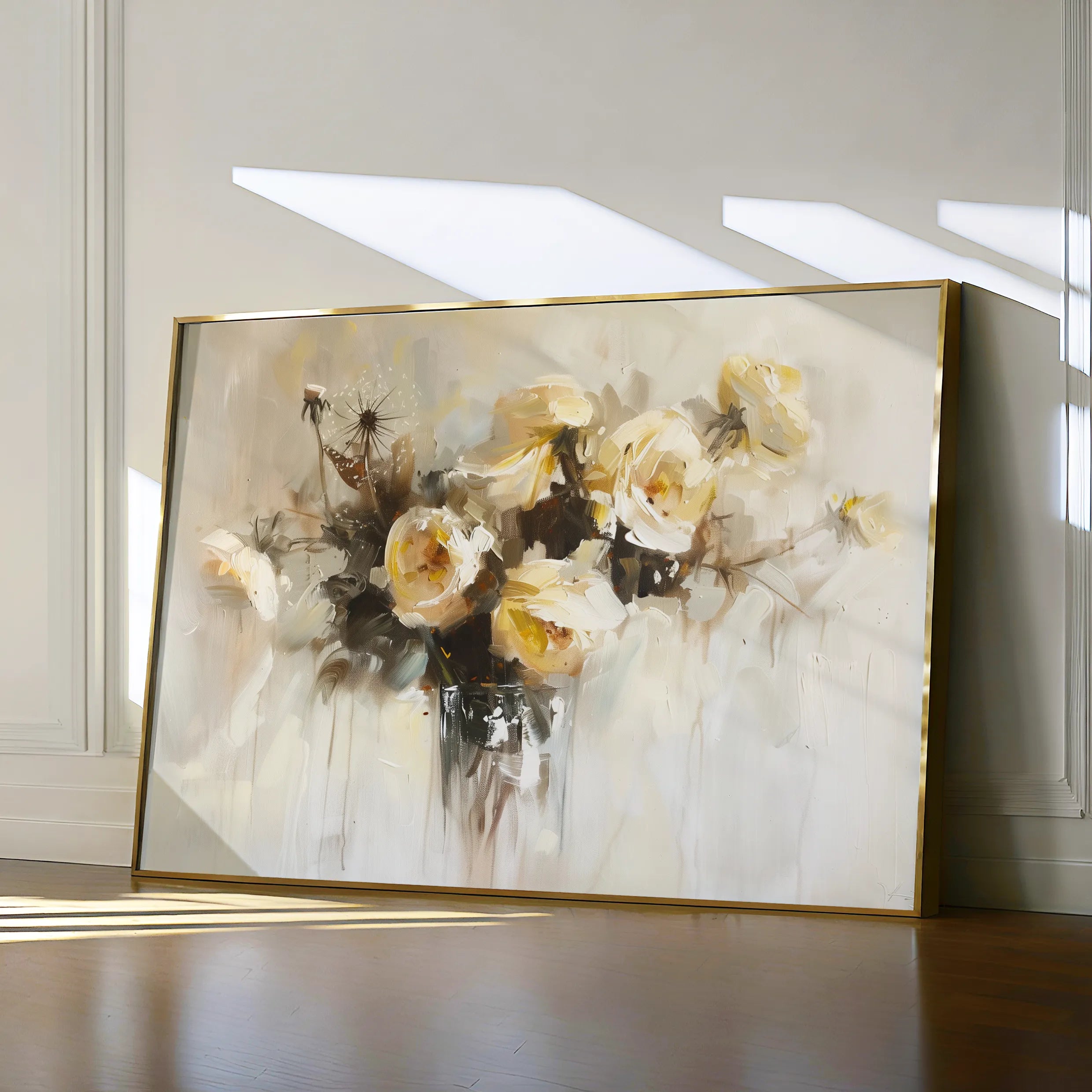 Floral 107 Canvas Art 18" x 24" / 45 x 60 cm / Black