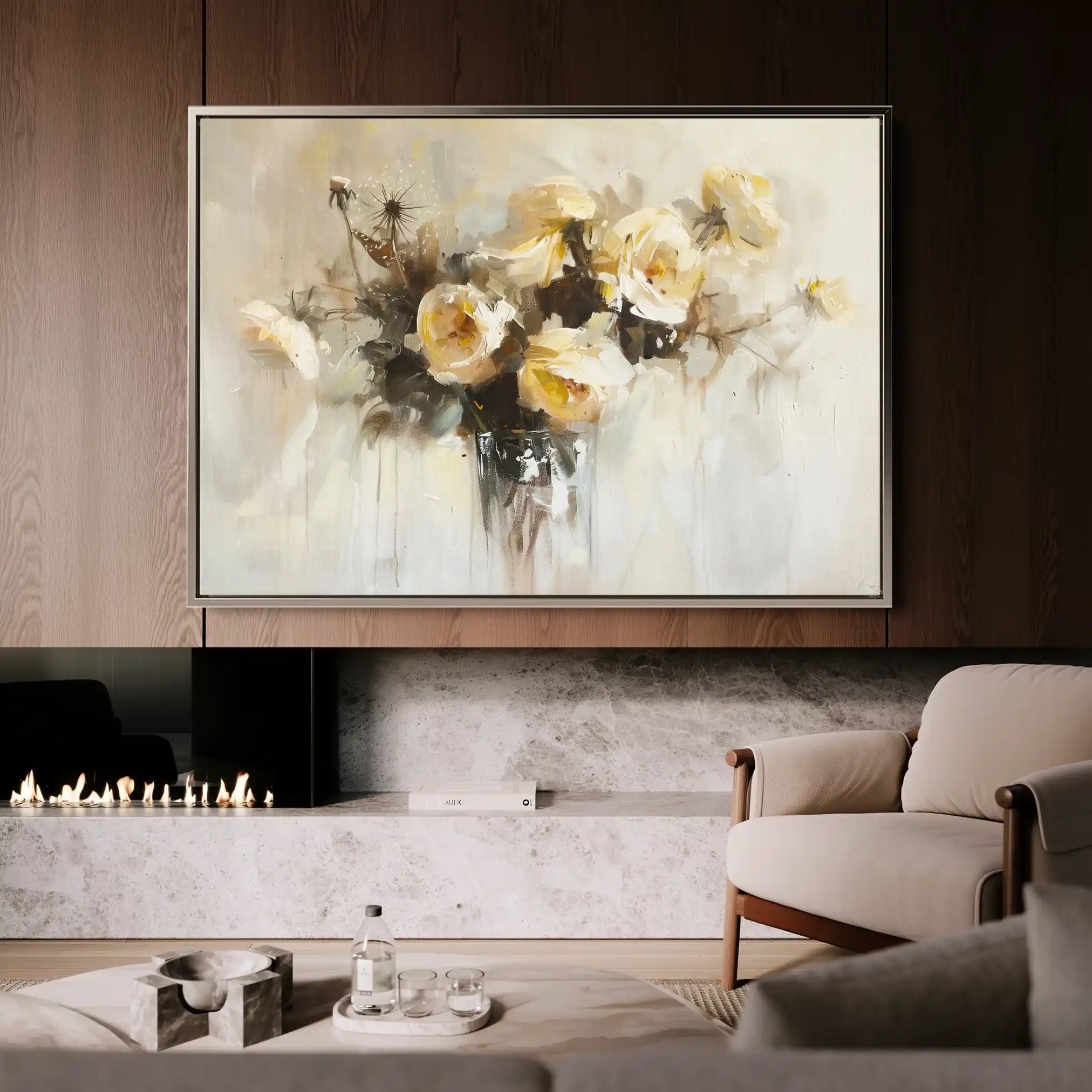 Floral 107 Canvas Art 18" x 24" / 45 x 60 cm / Black