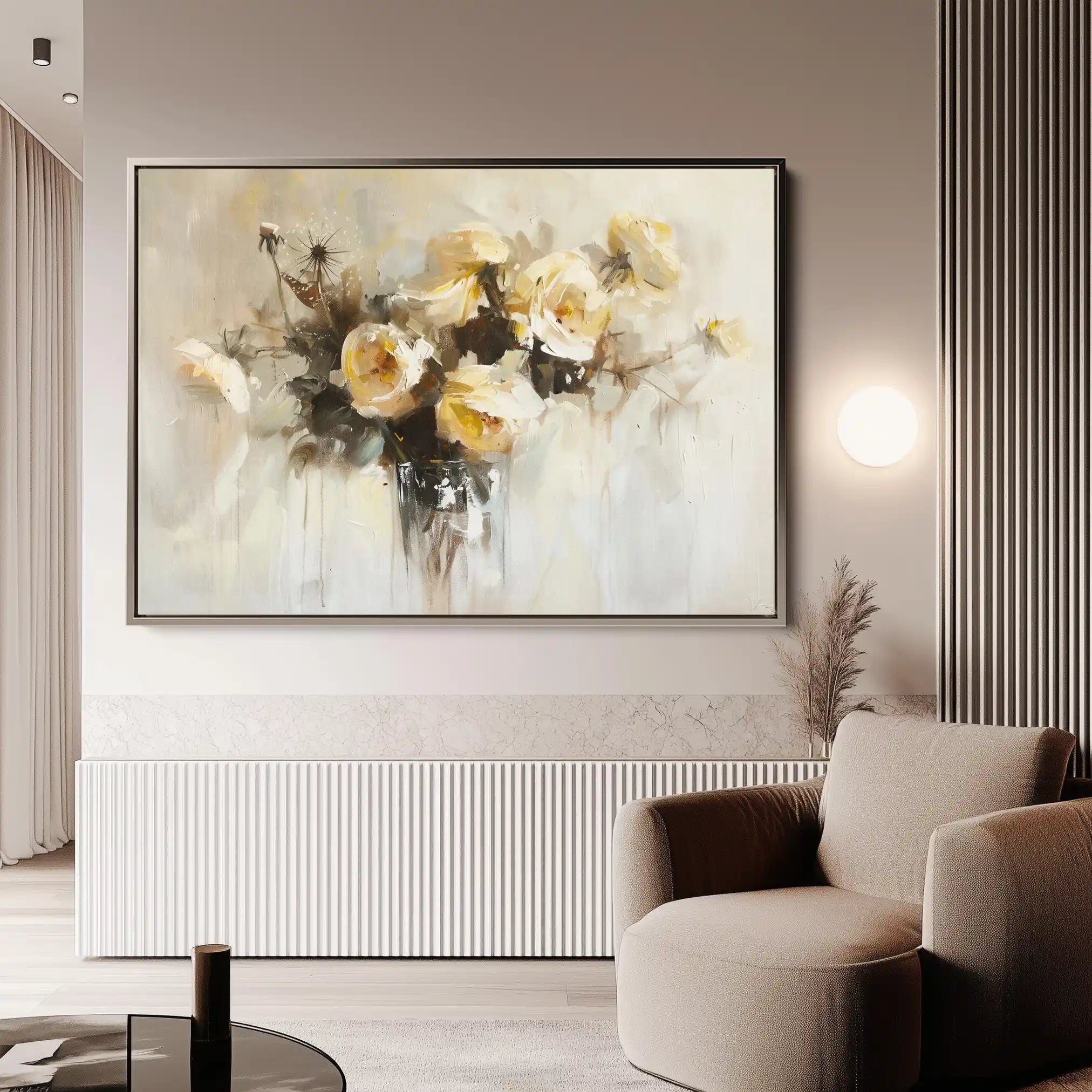 Floral 107 Canvas Art 18" x 24" / 45 x 60 cm / Black
