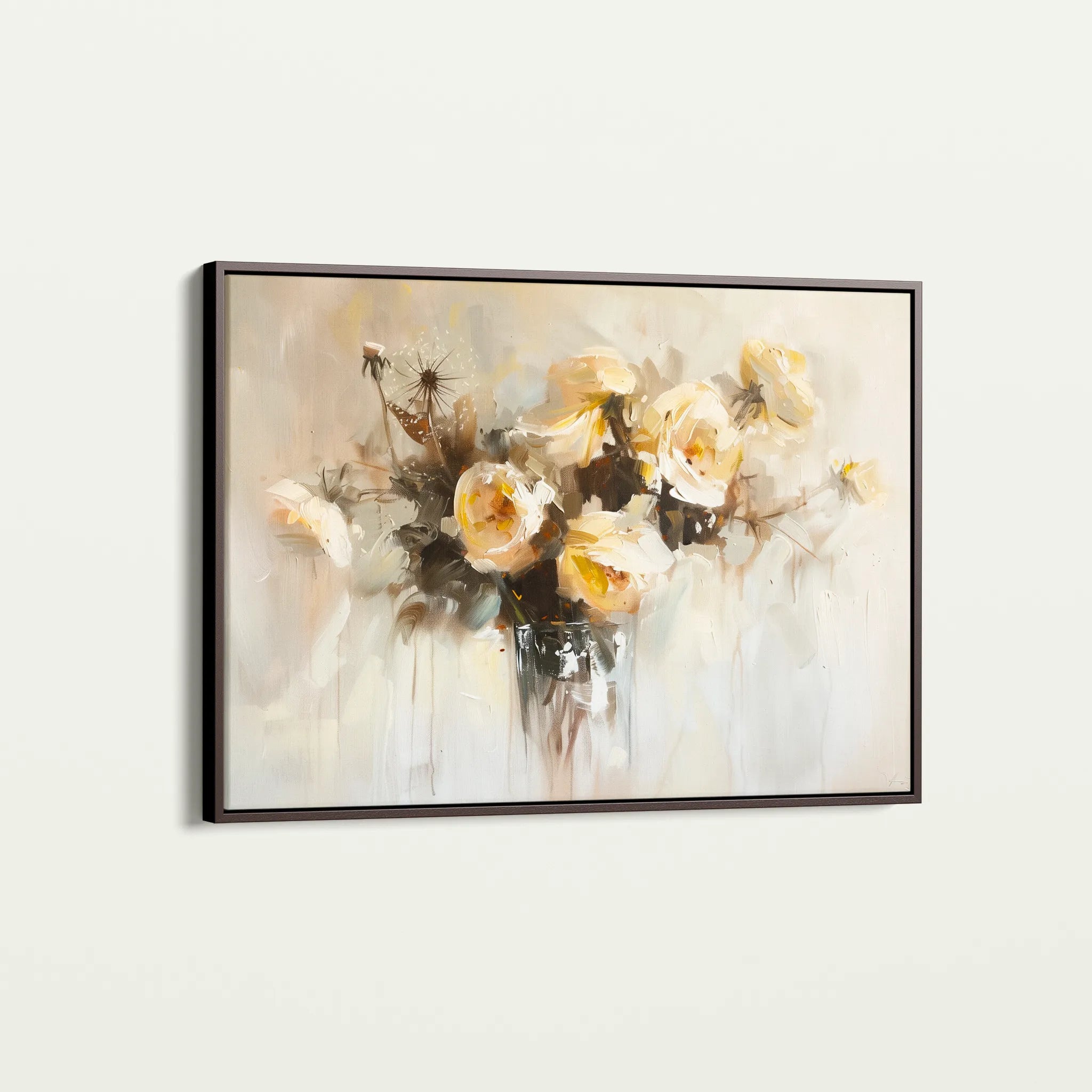 Floral 107 Canvas Art 18" x 24" / 45 x 60 cm / Black