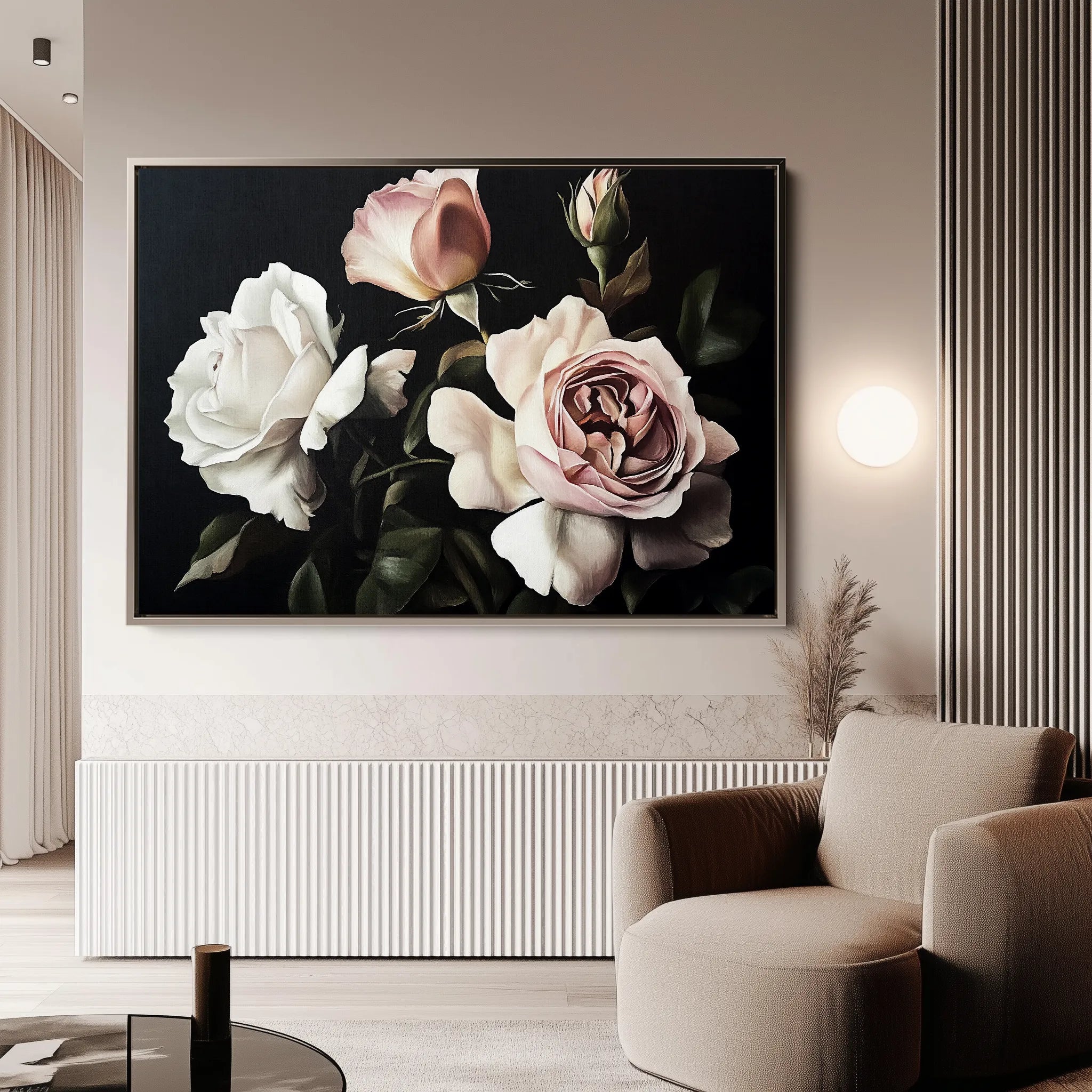 Floral 1070 Canvas Art 18" x 24" / 45 x 60 cm / Black