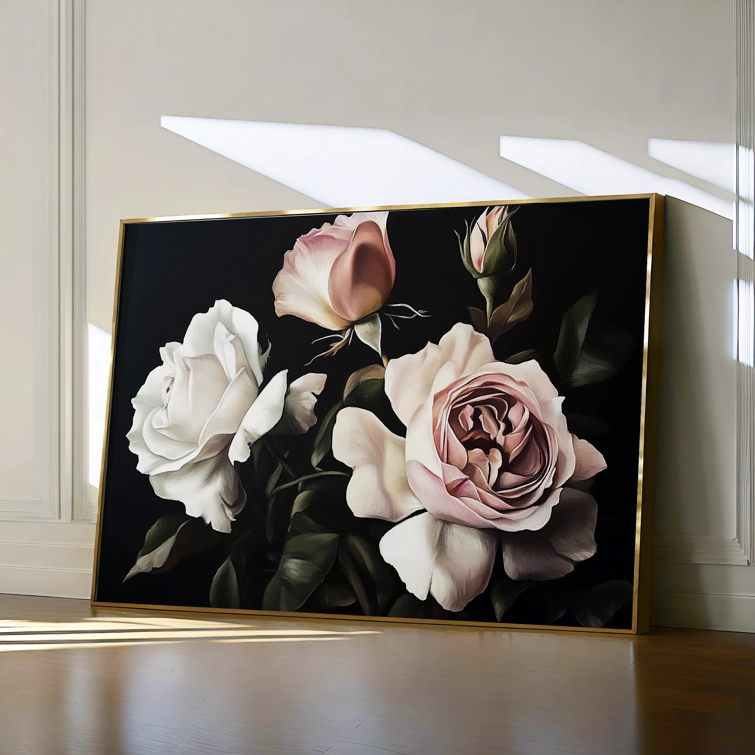 Floral 1070 Canvas Art 18" x 24" / 45 x 60 cm / Black