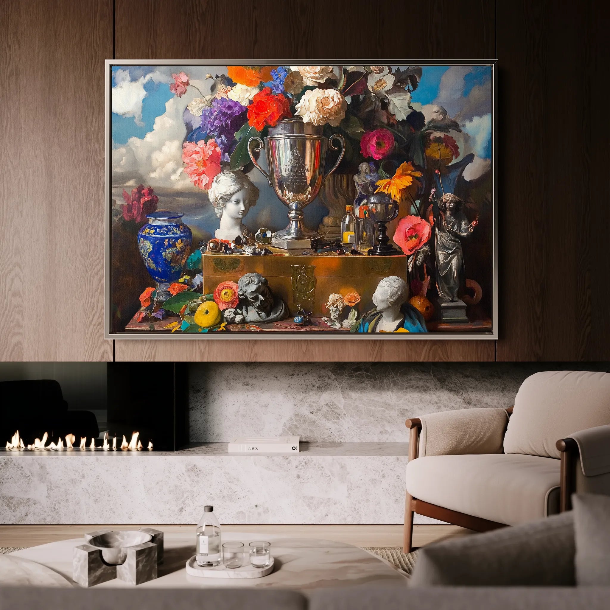 Floral 1071 Canvas Art 18" x 24" / 45 x 60 cm / Black
