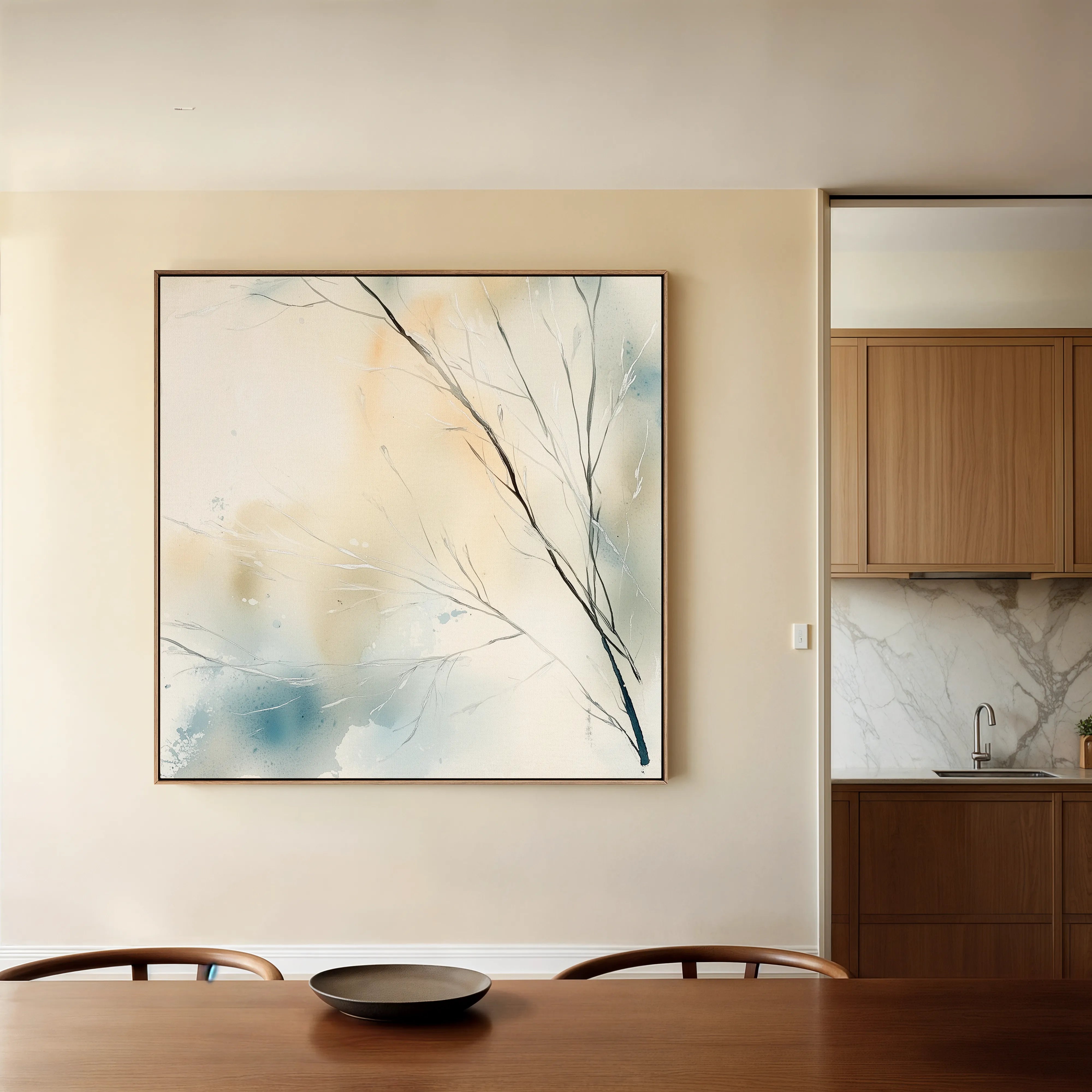 Abstract 1073 Canvas Art 16" x 16" / 40 x 40 cm / Black