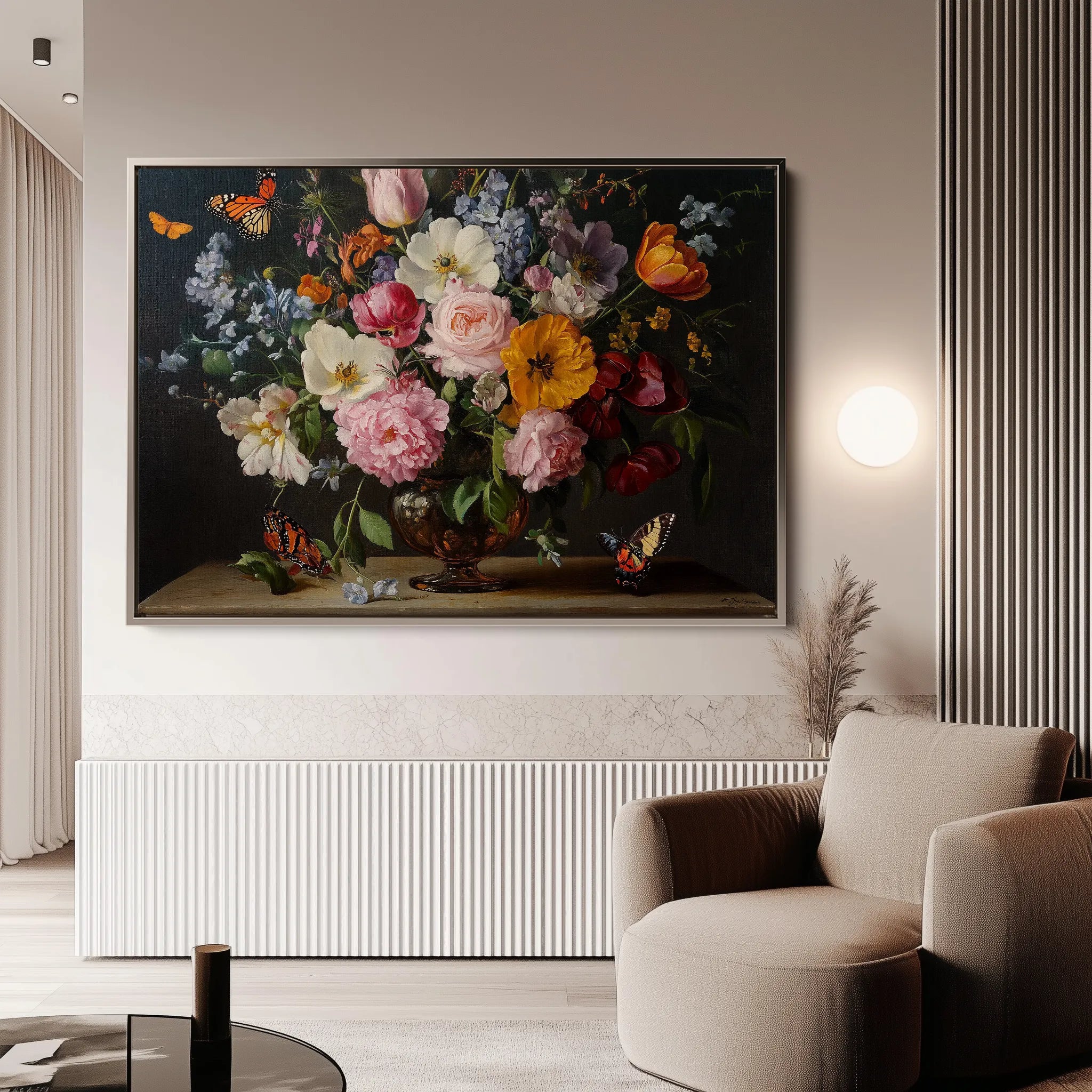 Floral 1073 Canvas Art 18" x 24" / 45 x 60 cm / Black