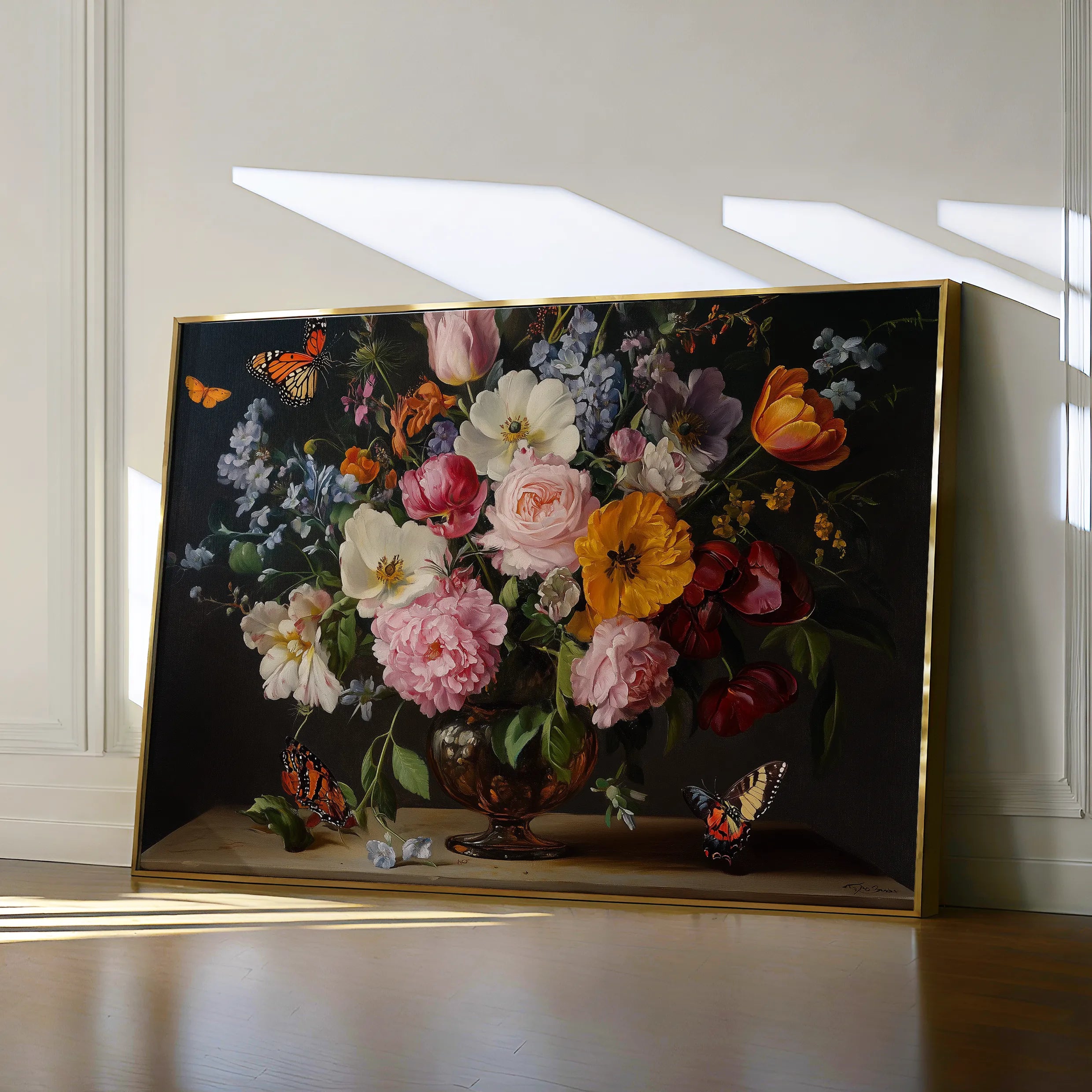 Floral 1073 Canvas Art 18" x 24" / 45 x 60 cm / Black