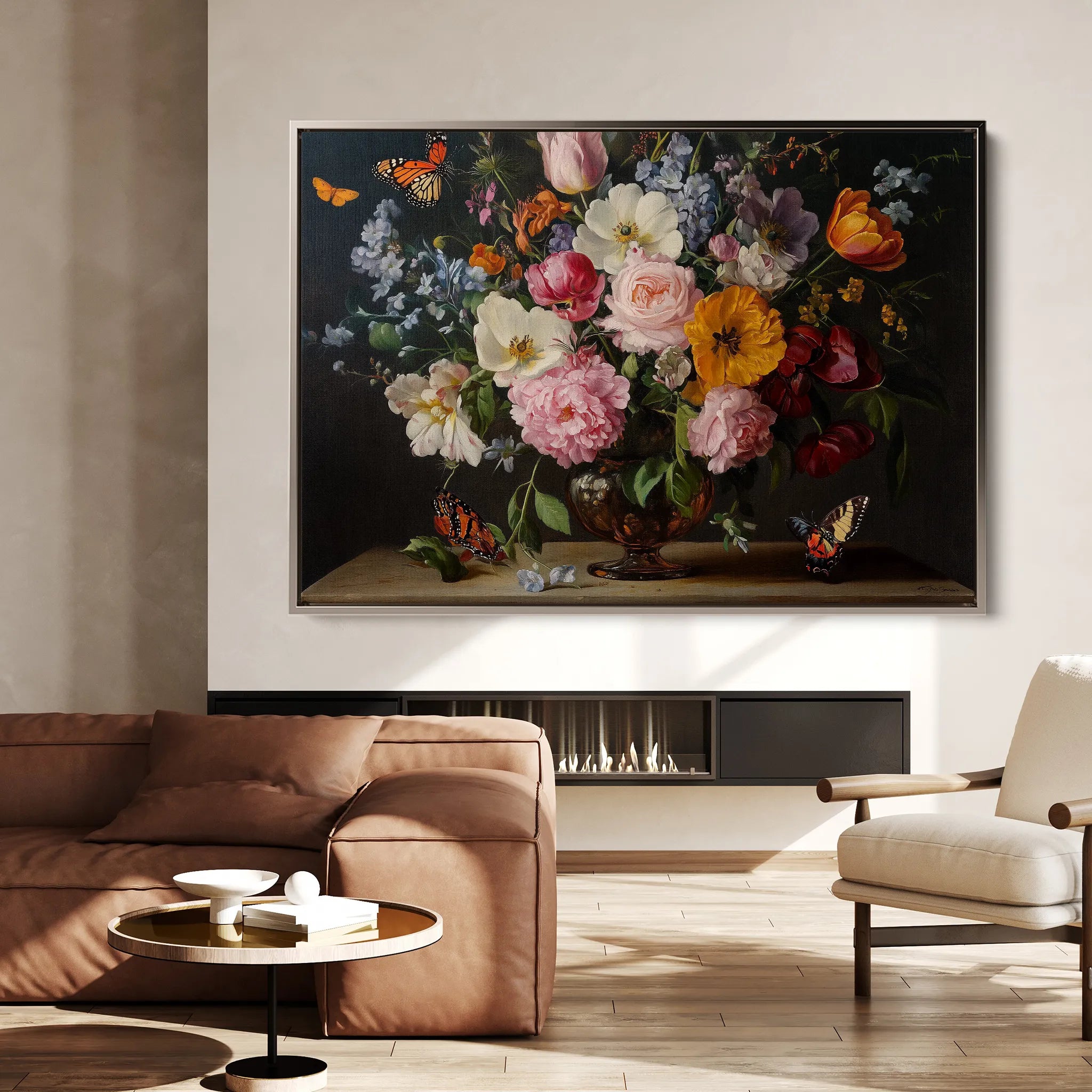 Floral 1073 Canvas Art 18" x 24" / 45 x 60 cm / Black