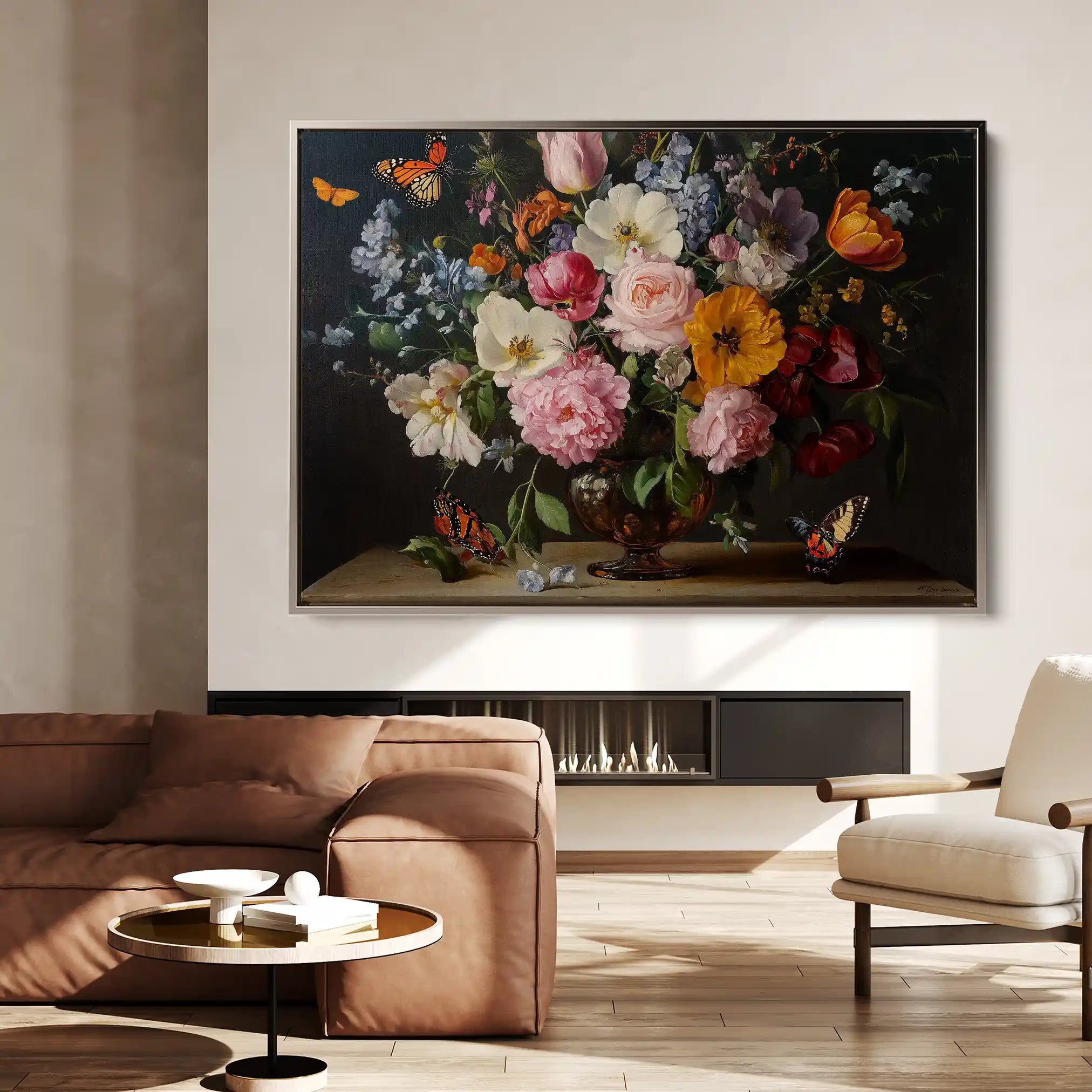 Floral 1073 Canvas Art 60 x 40 cm / Black