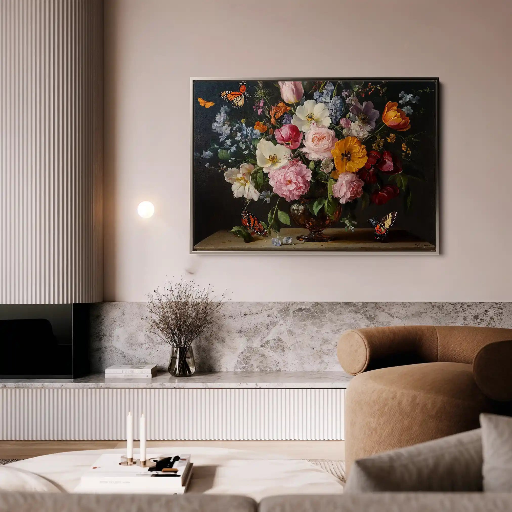 Floral 1073 Canvas Art 60 x 40 cm / Black
