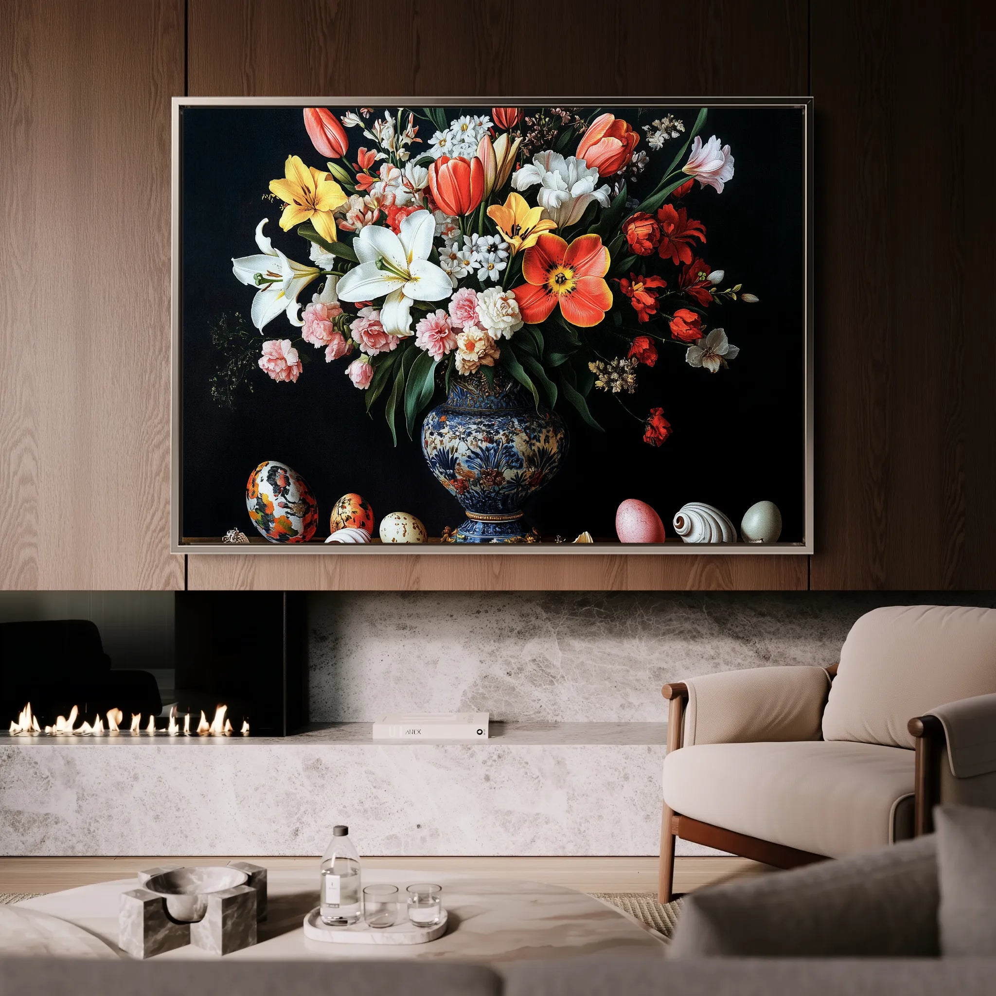 Floral 1074 Canvas Art 18" x 24" / 45 x 60 cm / Black