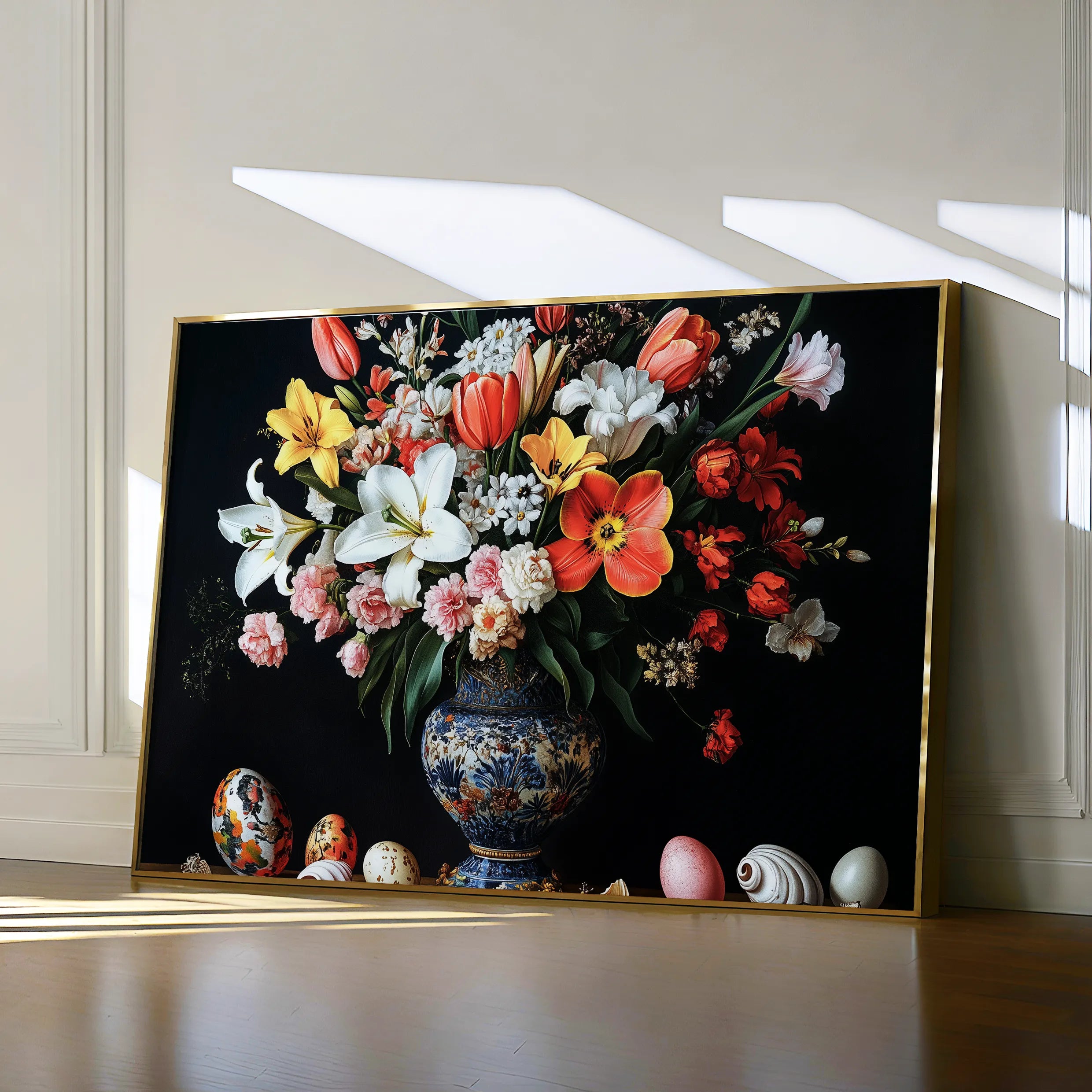 Floral 1074 Canvas Art 18" x 24" / 45 x 60 cm / Black