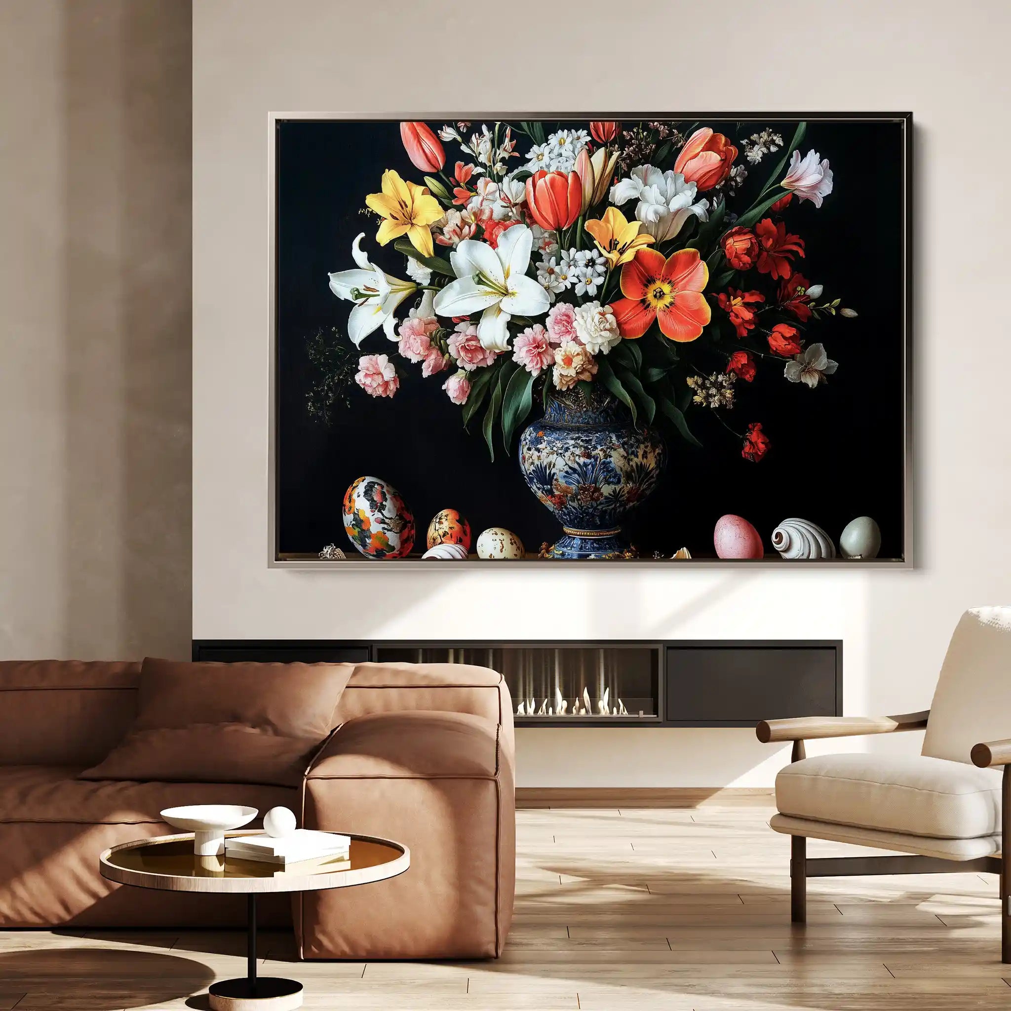 Floral 1074 Canvas Art 60 x 40 cm / Black